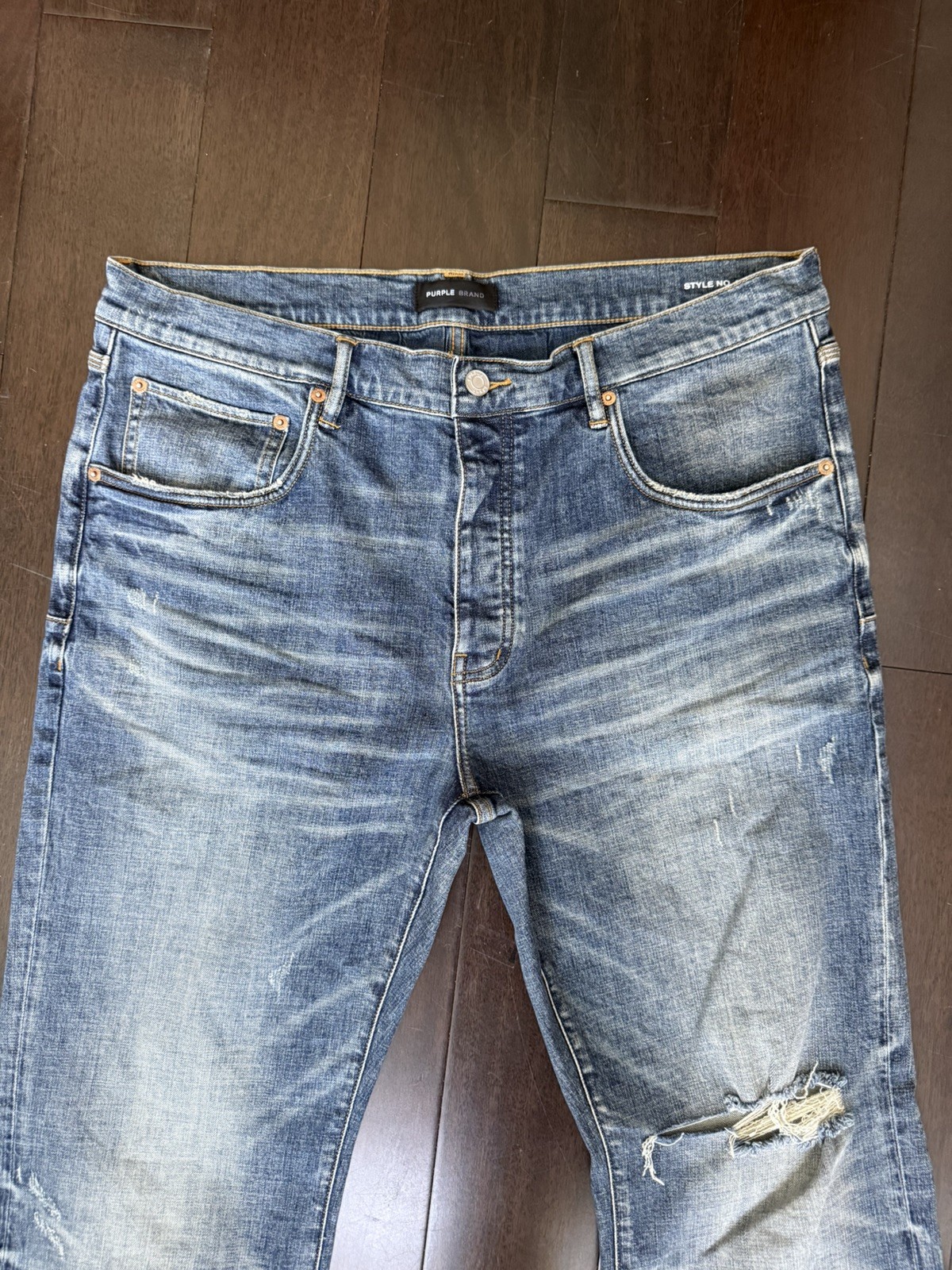 Purple Brand P004 Slim Fit Low Rise Flare Jeans Indigo Wash Size 40