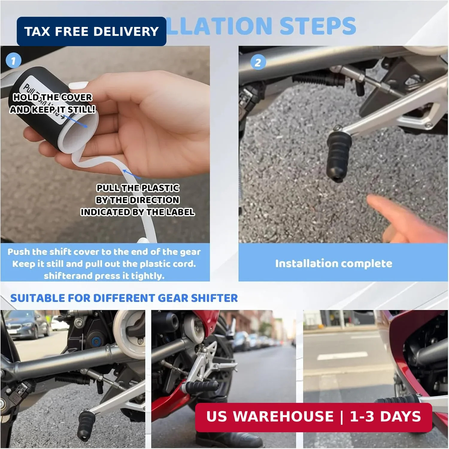 7-Piece Motorcycle Shoe Protector Universal Shifter Cover Rubber Boot Guard Men