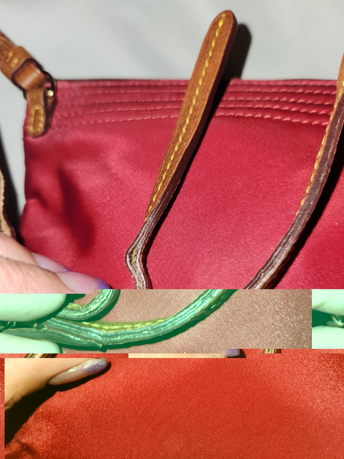 Dooney & Bourke Red Solid Crossbody Zip Bag Brown Strap Gold Hardware