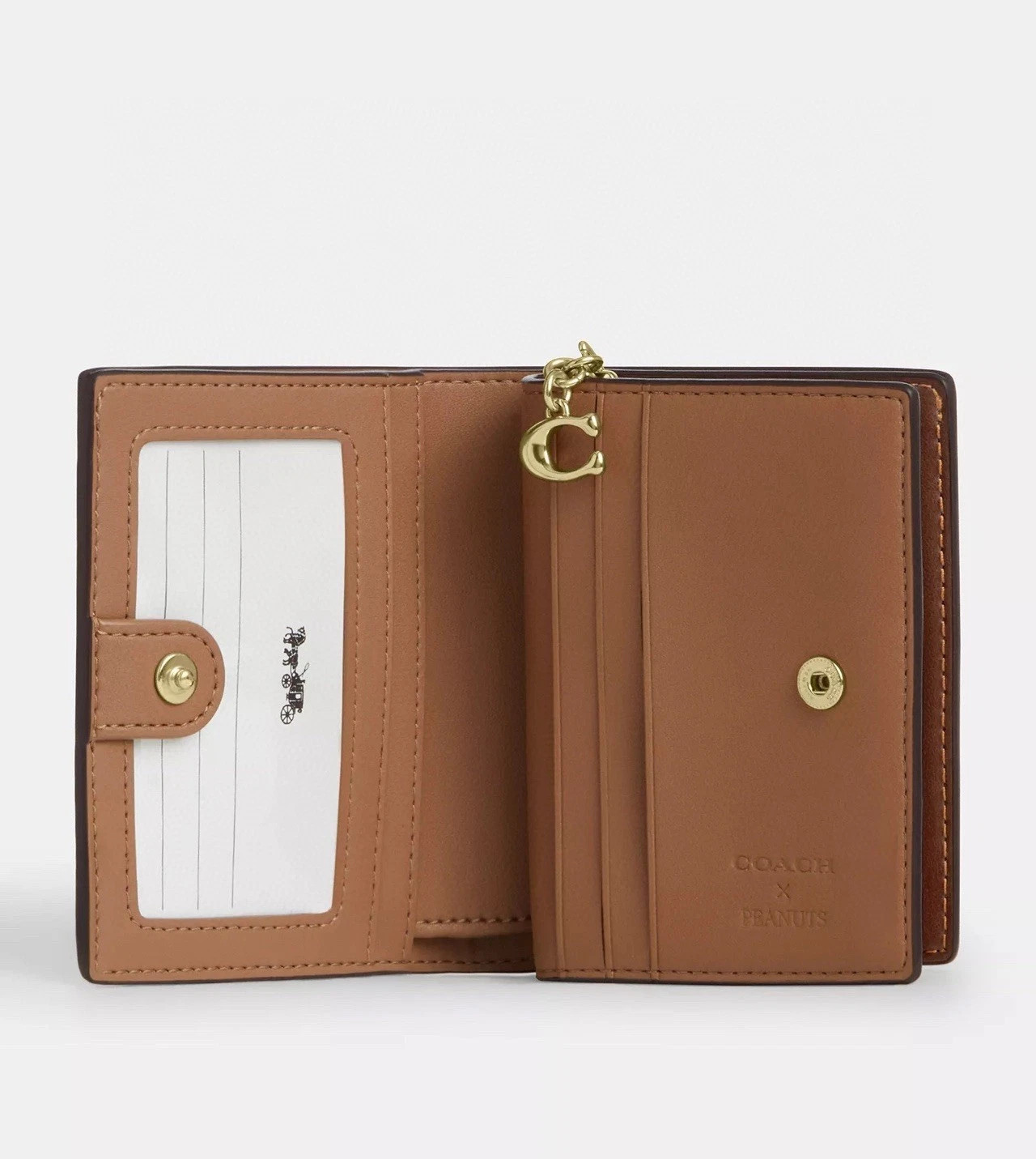 NWT Coach X Peanuts Snap Wallet In Signature Canvas With Snoopy Print CBN32 A