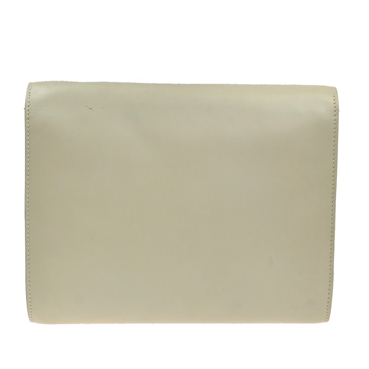 CELINE Logo 2Way Shoulder Clutch Bag Leather White GHW Italy 65KP568