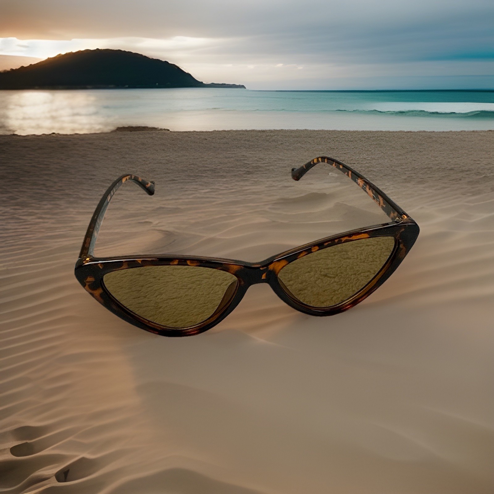 Tortoiseshell Cat Eye Sunglasses Woman Brown Lens Retro Slim Fashion UV400 Trend