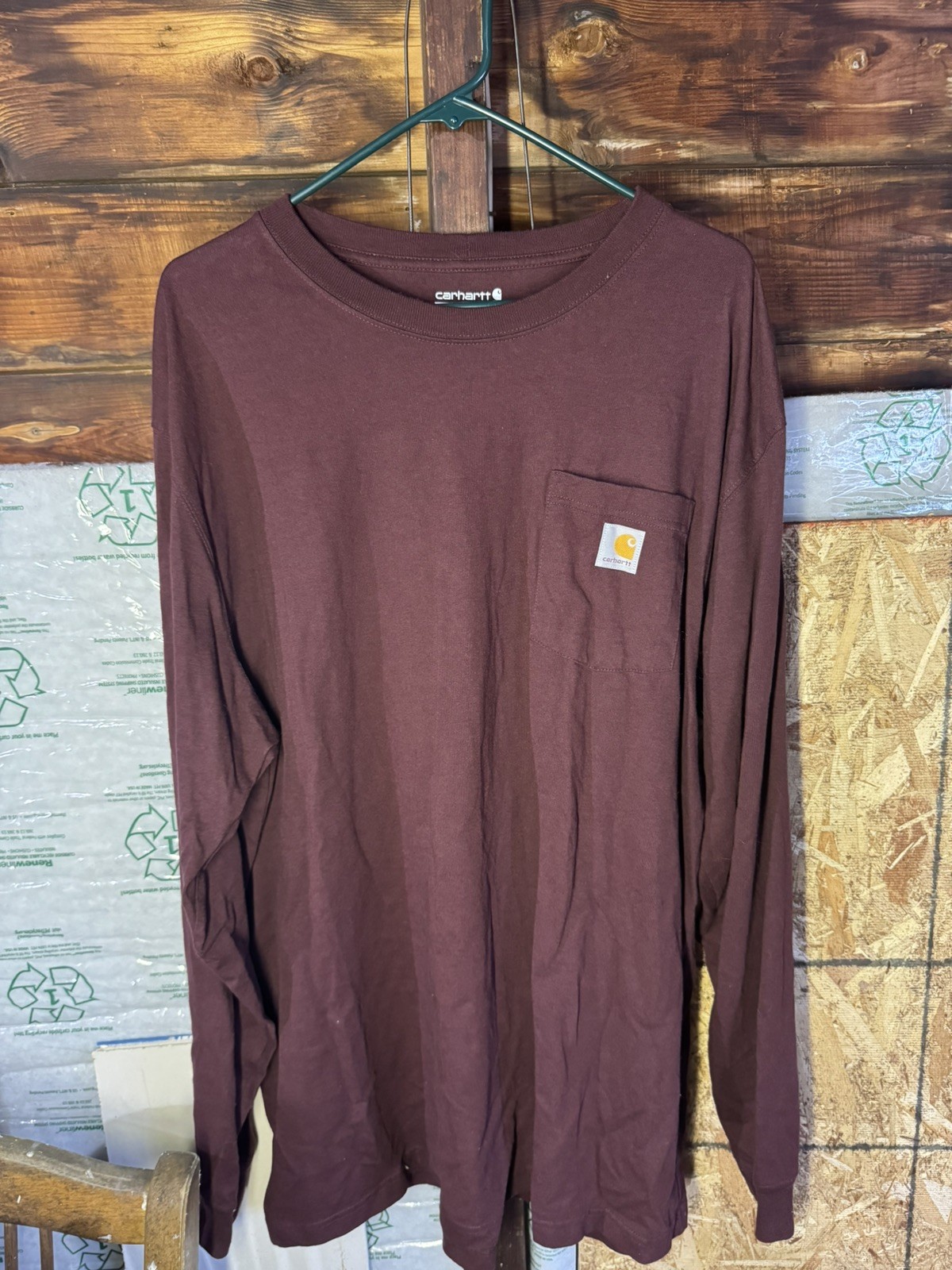 Carhartt Men’s Workwear Pocket T-shirt Sz XL Tall Burgundy Long Sleeve Loose Fit