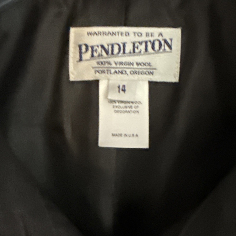 VTG Pendleton Virgin Wool Jacket Womens Sz 14 Black Classic Button Up Blazer USA