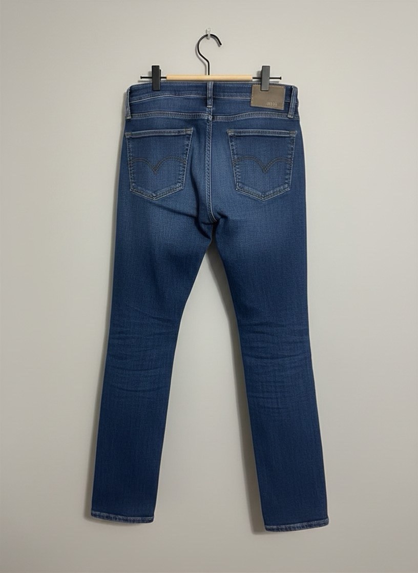 Mavi Men’s Slim Straight Fit Blue Denim Jeans Medium Wash 5-Pocket Logo