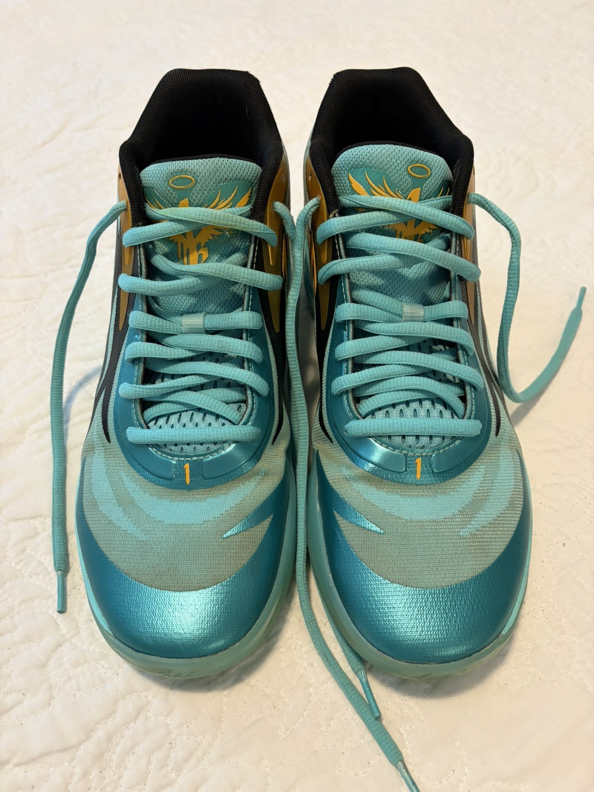 Puma Lamelo Ball MB.02 Teal Honeycomb Basketball Shoes Sneakers Sz 11 US