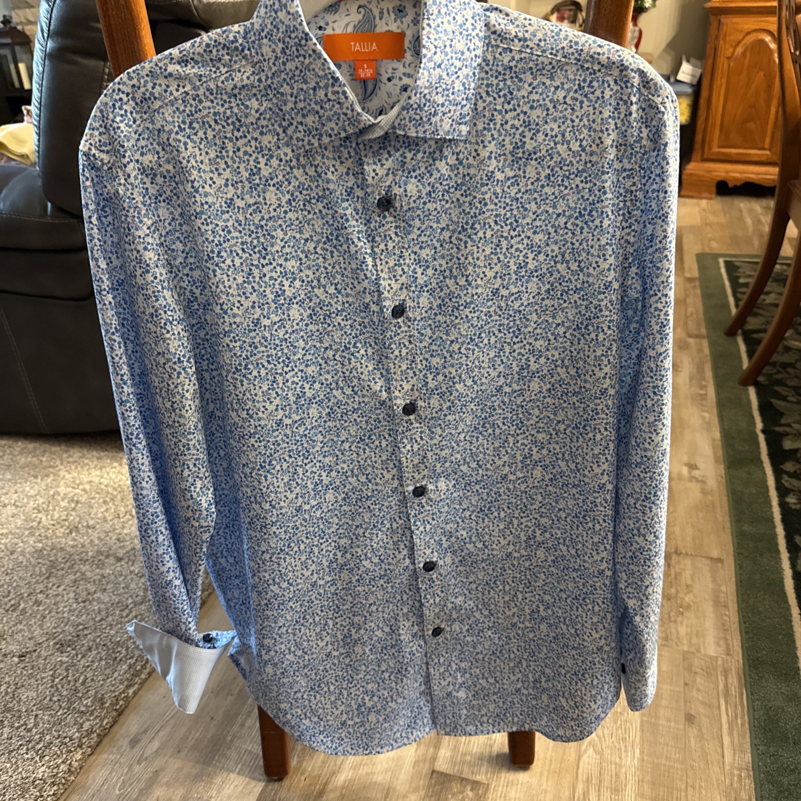 Tallia Blue Tones and White Button Down Shirt-Size Small/ 14-14.5 32/33 Arms