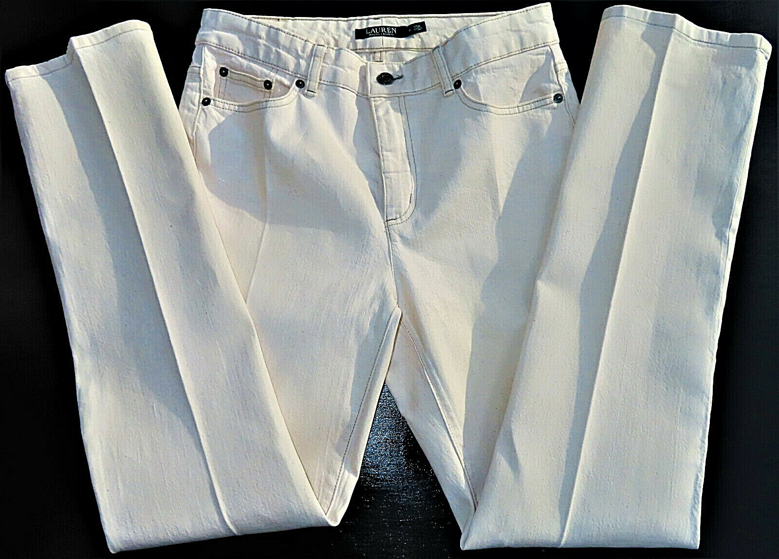 Lauren Ralph Lauren Premier Straight Women’s Ivory White Jeans Size 8 31 X 31.5