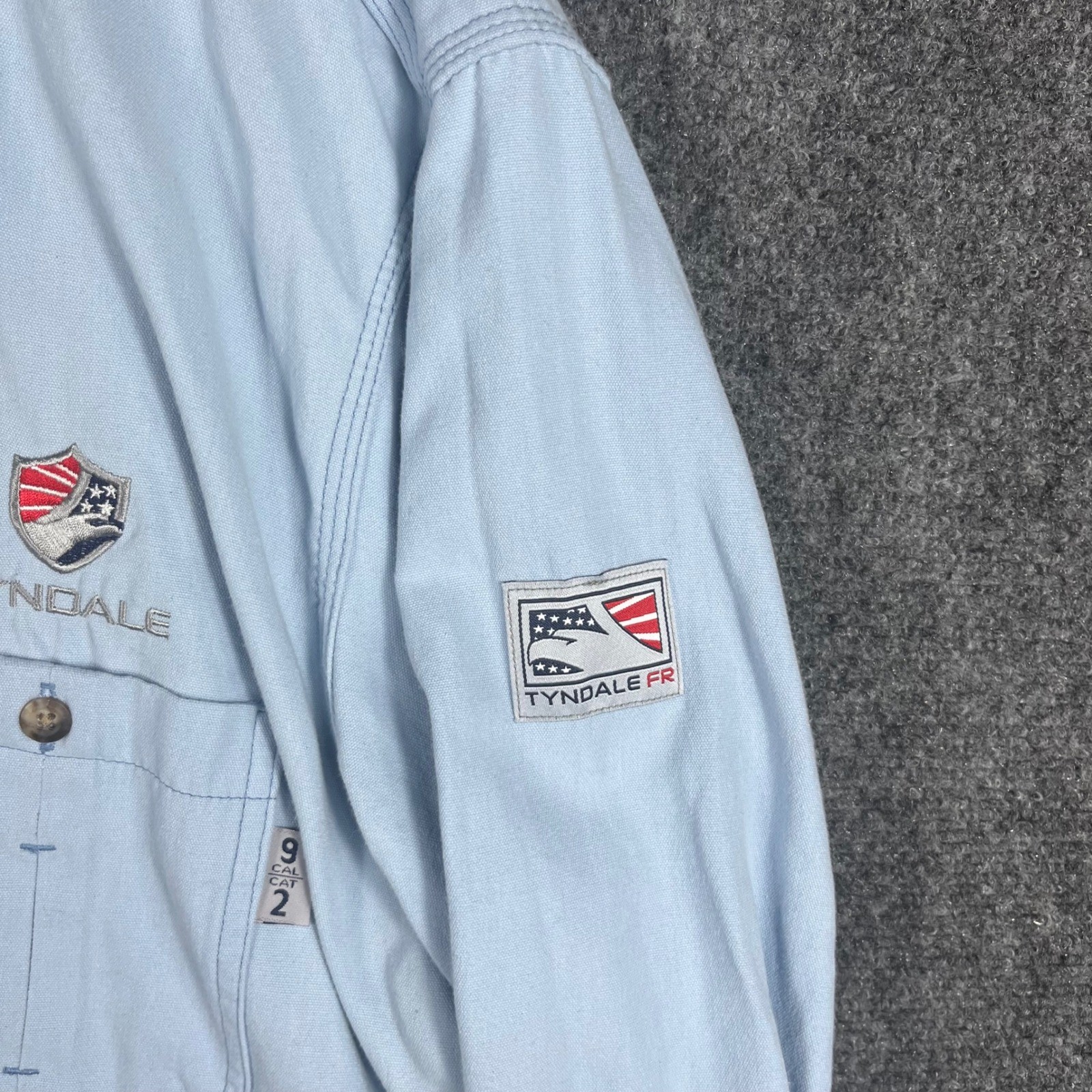 Tyndale FRMC Flame Resistant Work Shirt Mens XL Long Light Blue CAT 2 Arc 9.1