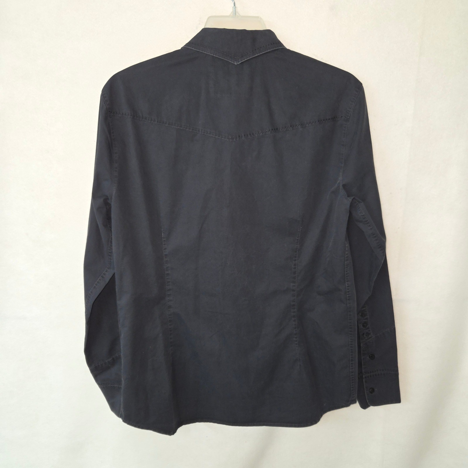 Howe Button Up Shirt Mens L Black Western Cowboy Yoke Multi Button Cuff Cotton
