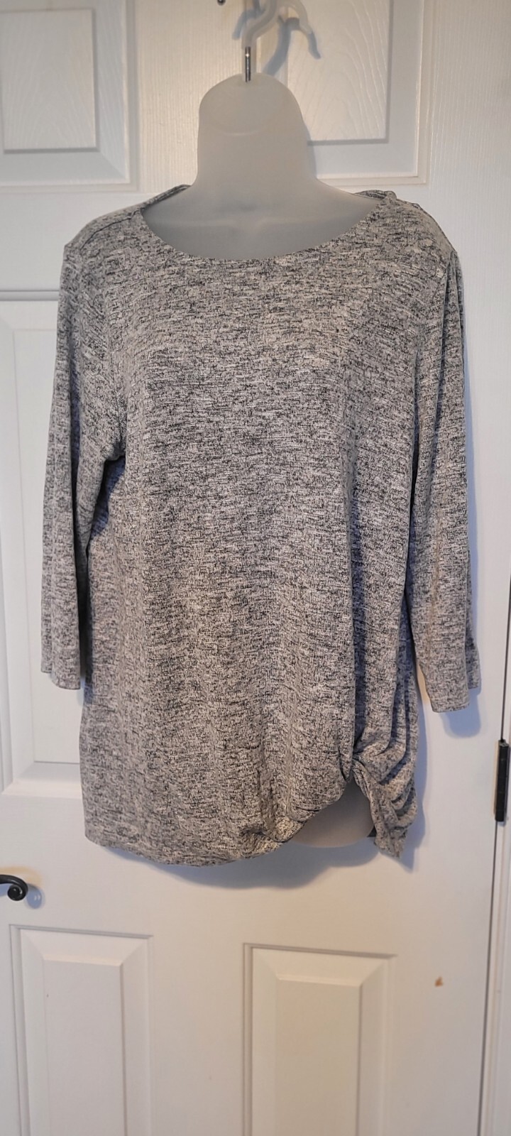 logo by lori goldstein Gray Marled Soft Side Knot Sweater, Xl