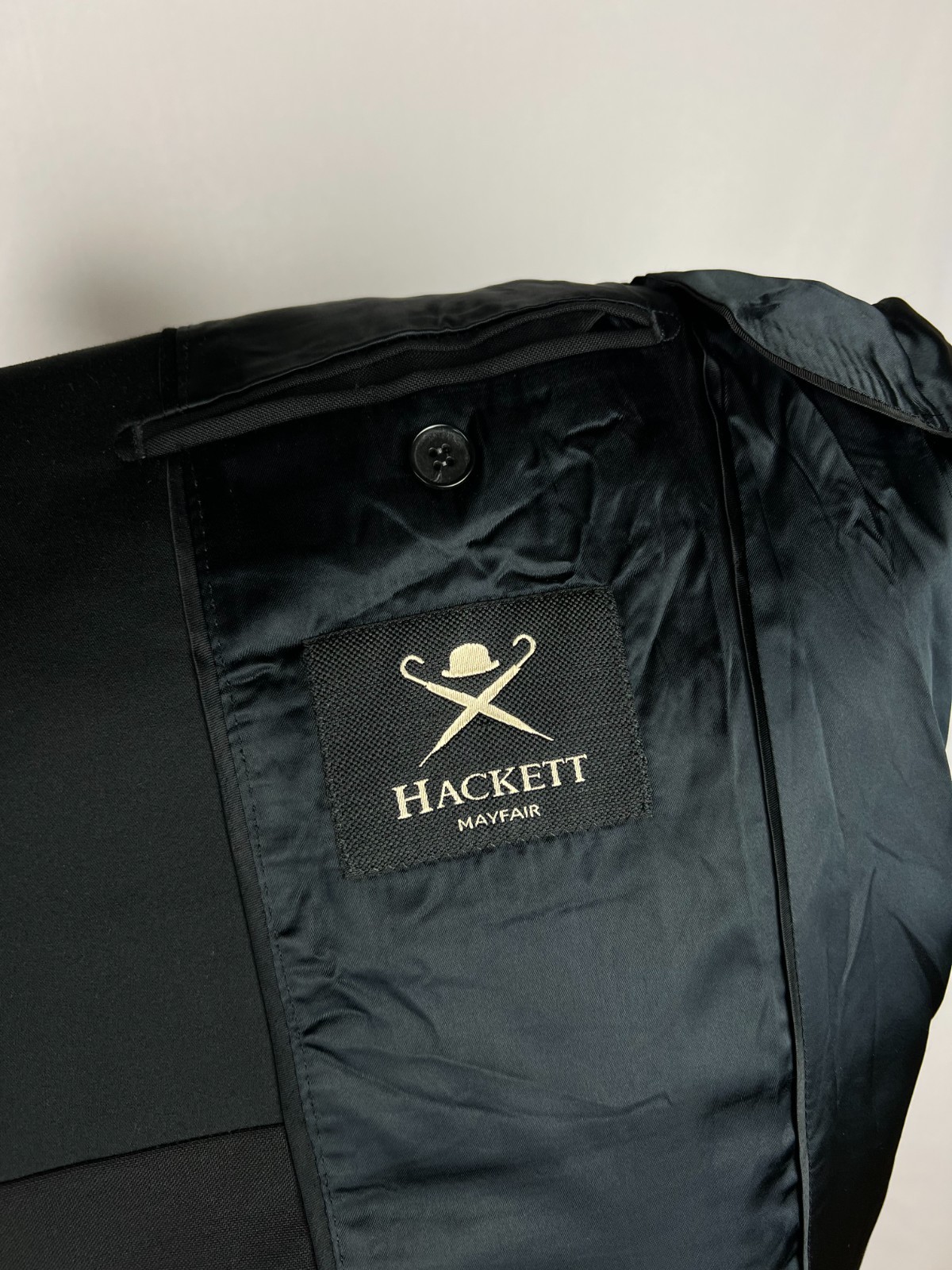HACKETT Mayfair Gorgeous Solid Black WoolMohair Peak-Lapel Tuxedo Suit 36US46IT