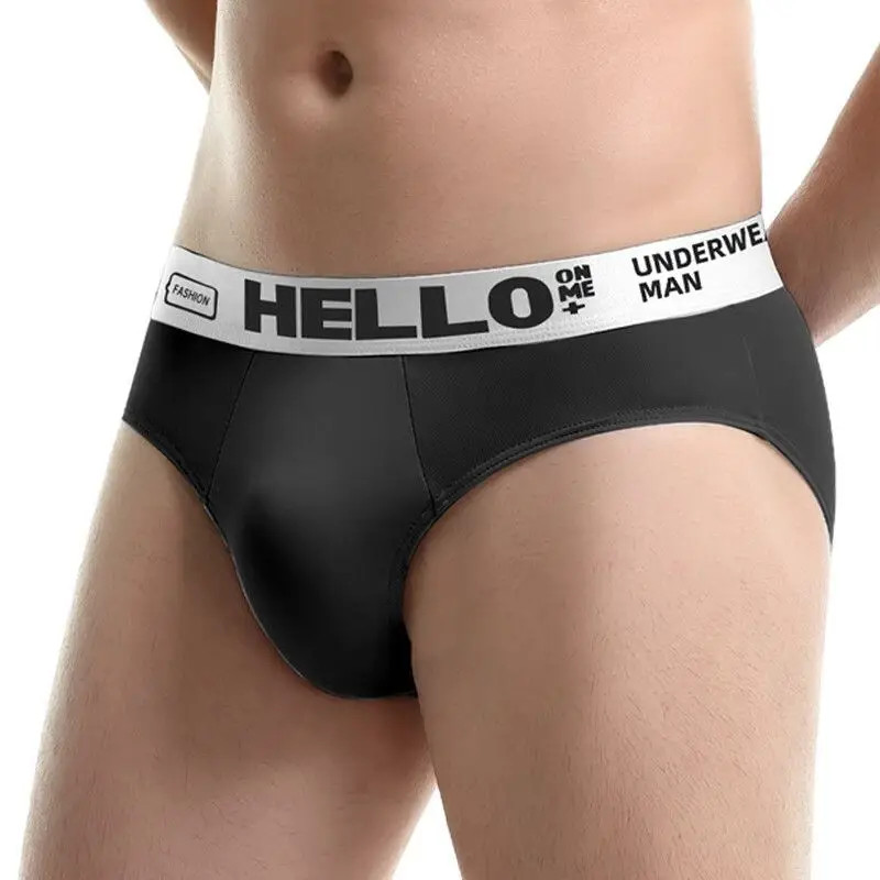Men’s Briefs Sexy Low Rise Underwear Letter Solid Elastic Soft Cotton Size L-4XL