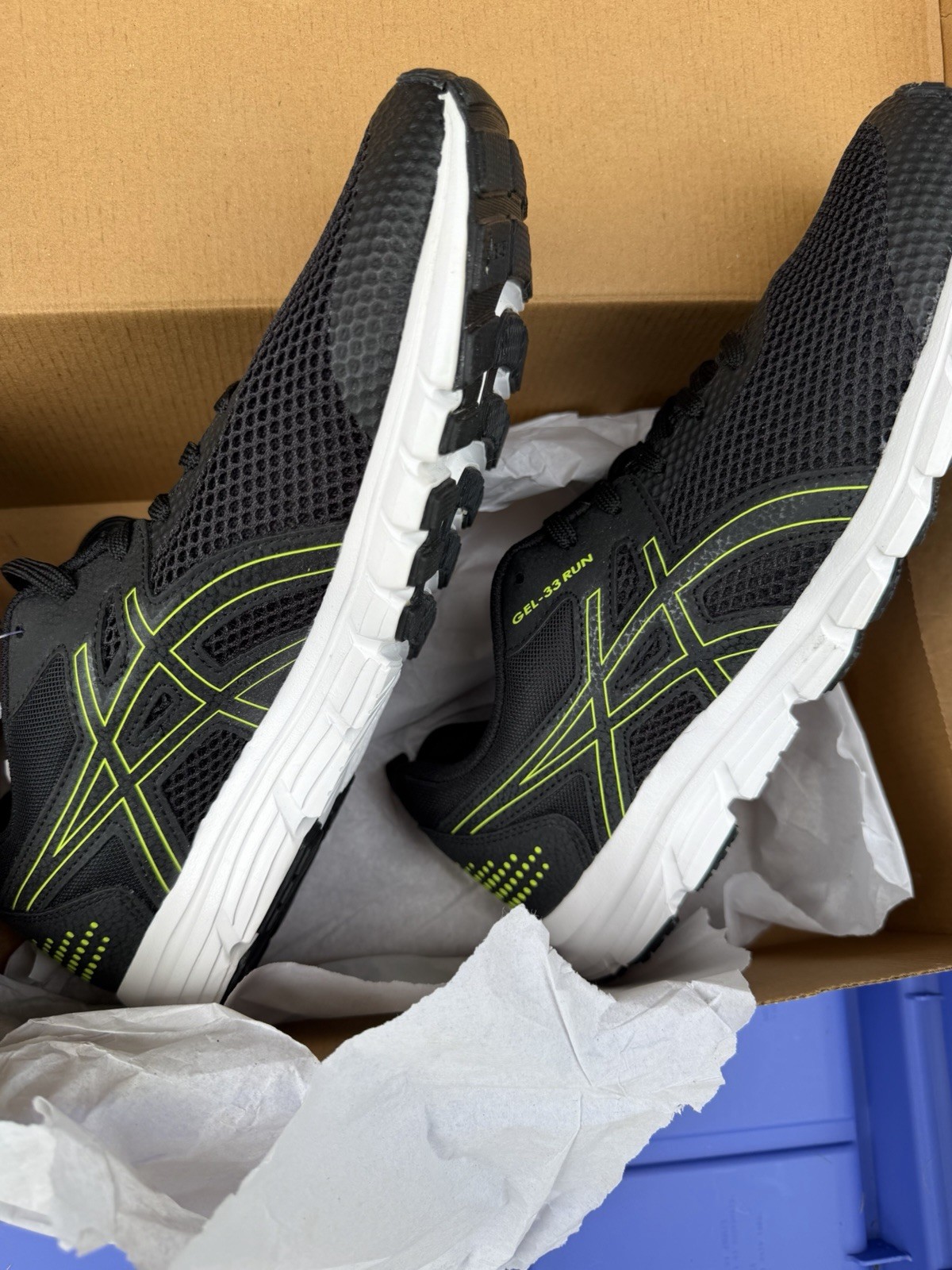 ASICS GEL-33 RUN Men’s Running Shoes Lace Up Black/Hazard Green 1011B438-003
