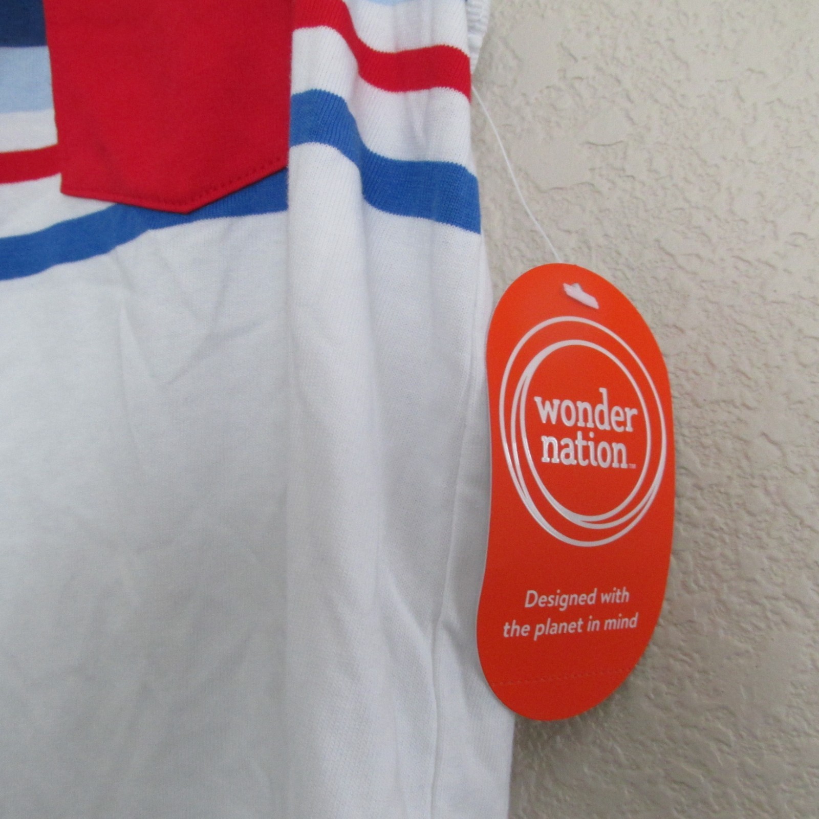Wonder Nation Sleeveless Tank Top Youth Boys Size Large 10-12 White Blue Striped