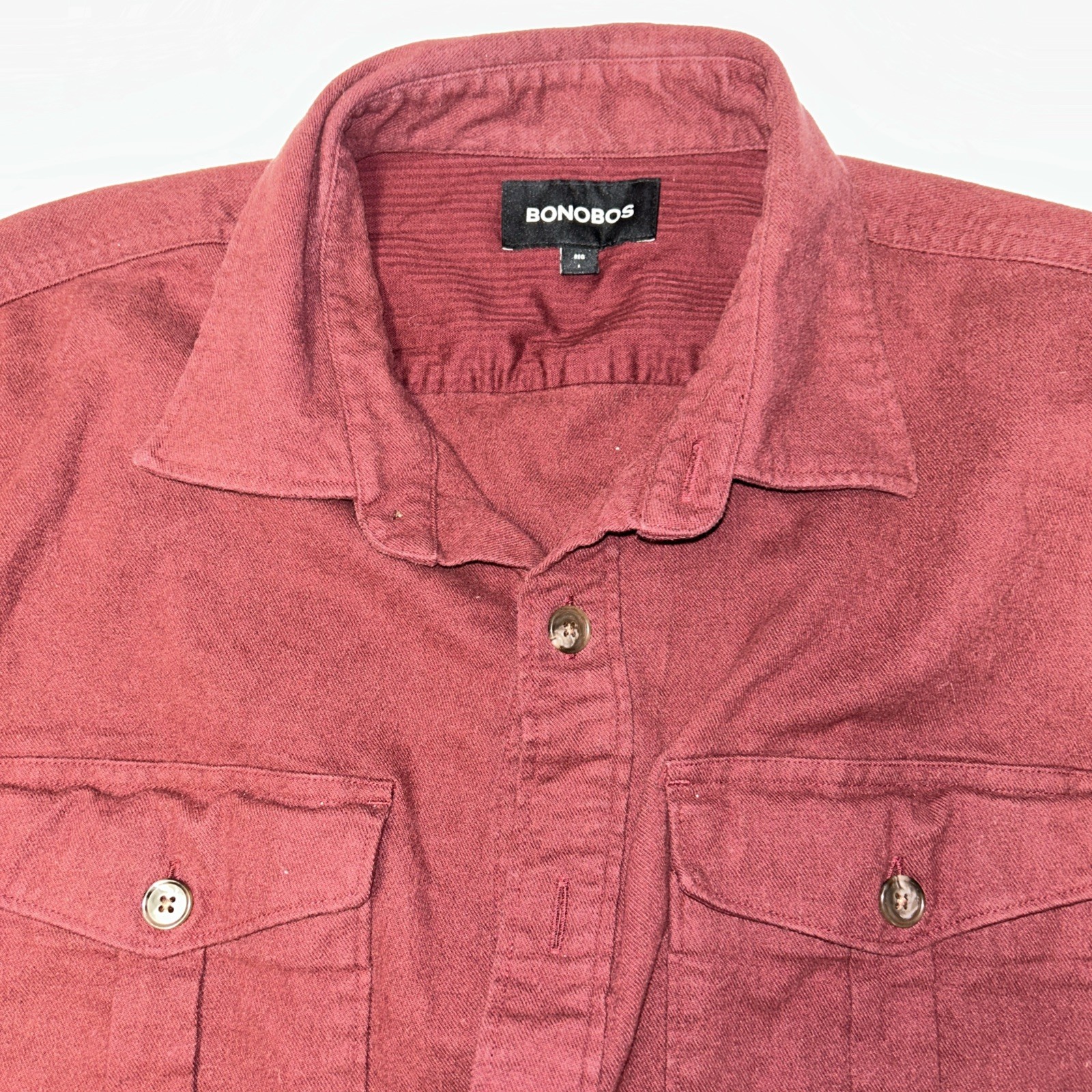 Bonobos Shirt Jacket Men L Burgundy Shirt Button-Down Pockets Modern