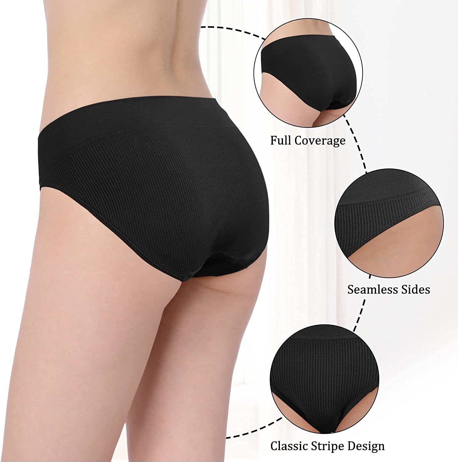 5 Pack Womens Solid Underwear Panties Sexy Briefs Seamless Lingerie Panty