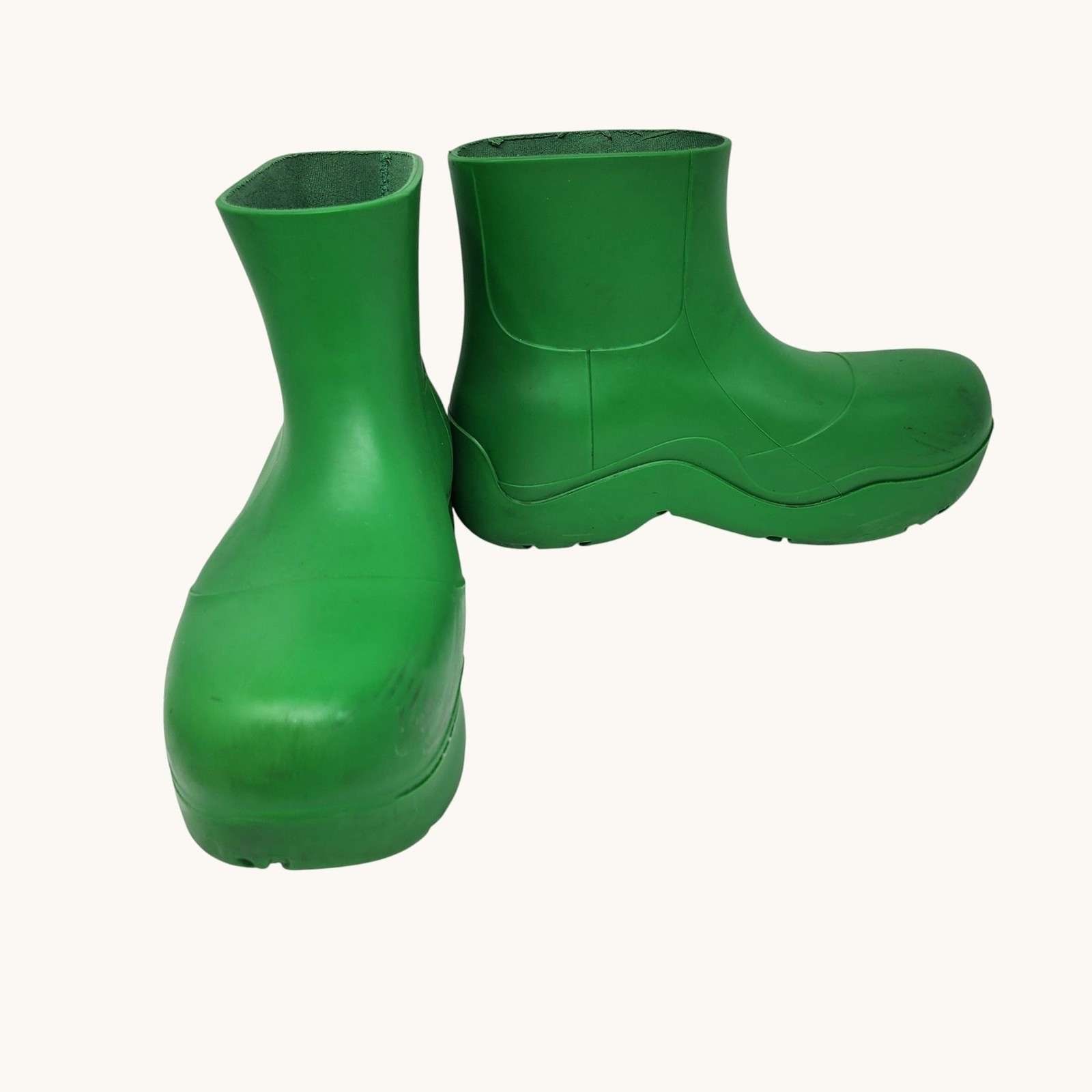 Bottega Veneta Rain Boots Womens Size 9 Green Puddle Ankle Rubber Made In Italy