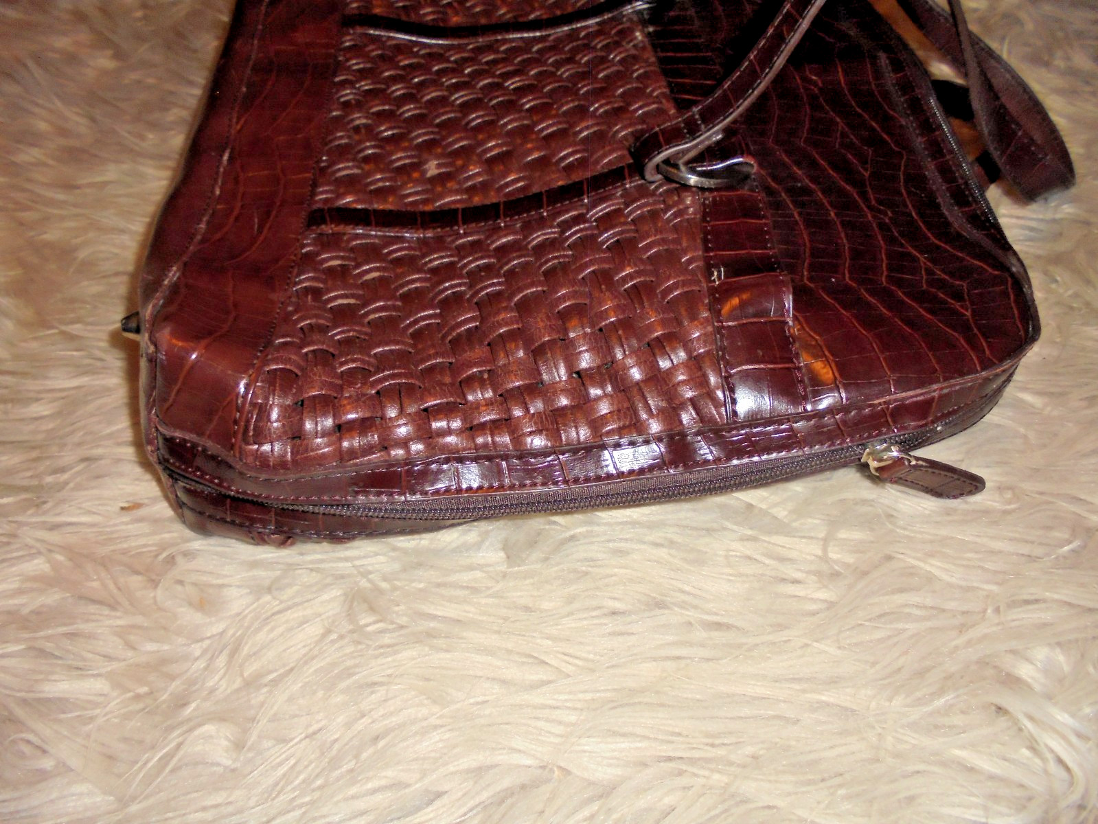 Coldwater Creek Designer Computer Bag Waffle Weave 17″ × 13″ Brown