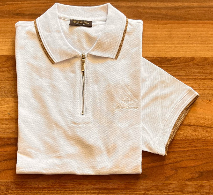 Loro Piana Mens T Shirt Polo Neck Casual Cotton Collared T-Shirt Us Size Medium
