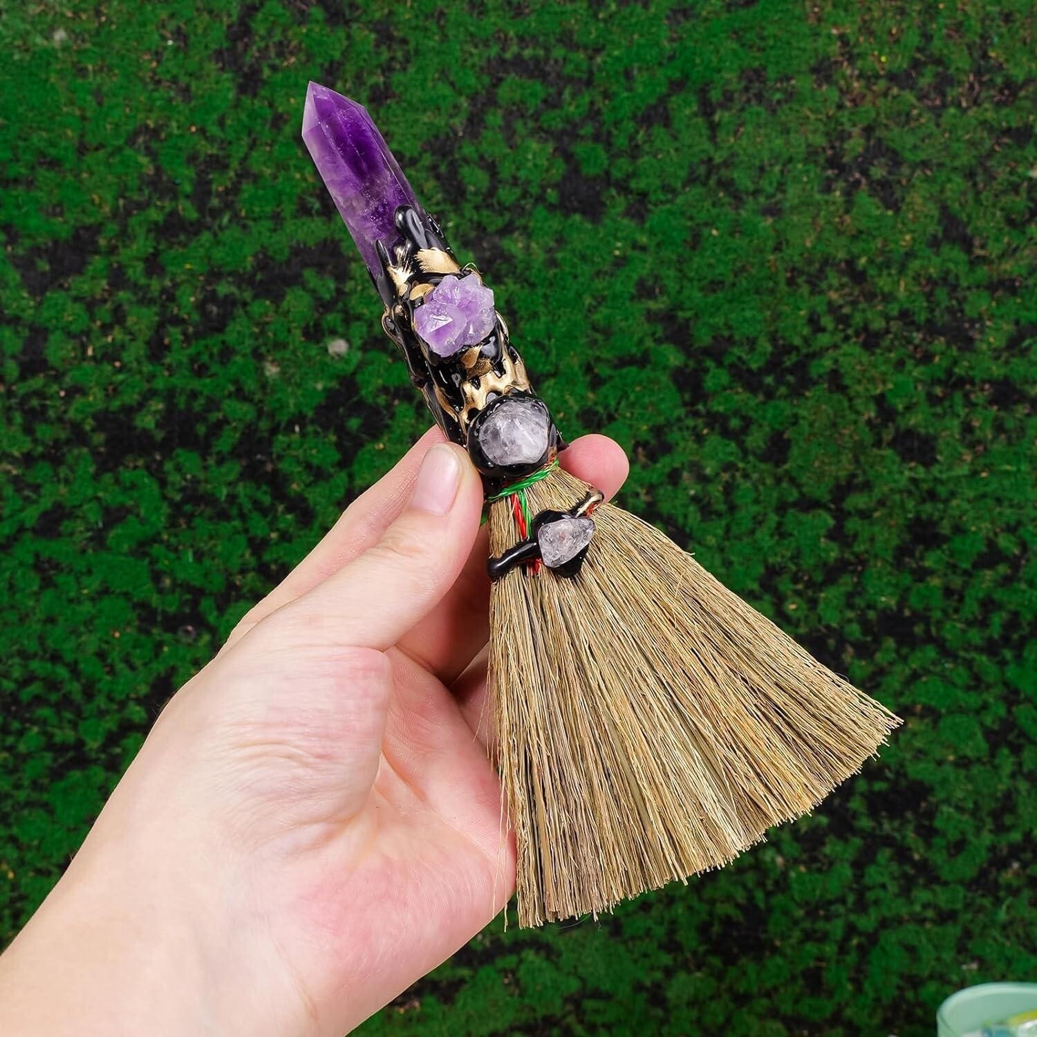 Magic Sweeper Blue Apatite Tower Broom 7.08″-7.87″ Healing Crystal Point Witch