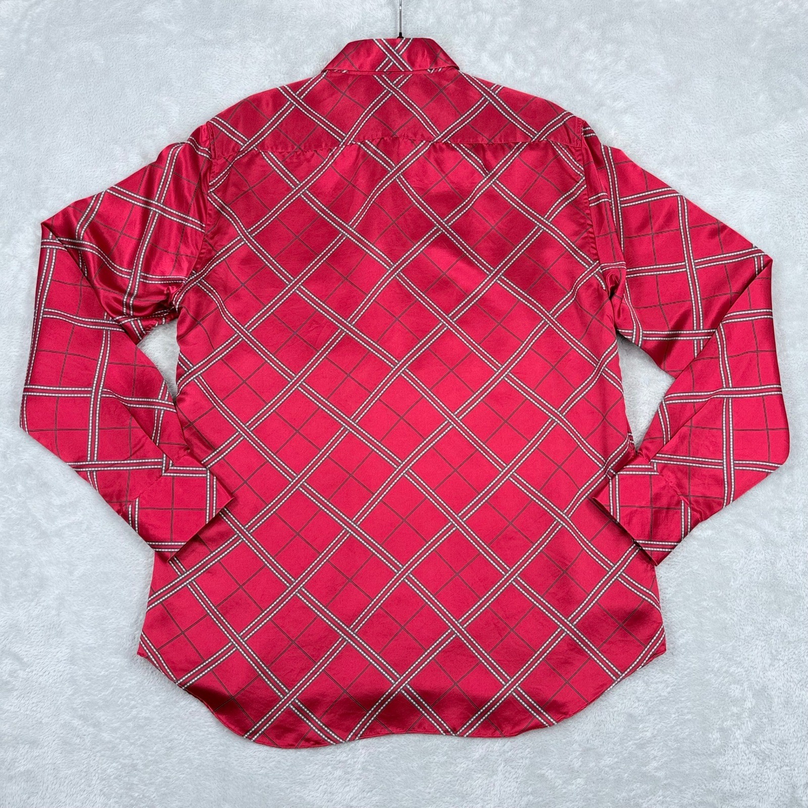 Stefano Ricci 100% Silk Button Up Shirt Mens Medium Red Geometric Italy Luxury