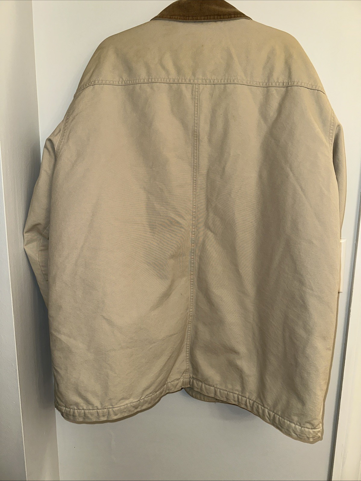 LL Bean Barn Chore Jacket 0WY20 Beige TanCoat Thinsulate Quilted Lining Mens XL