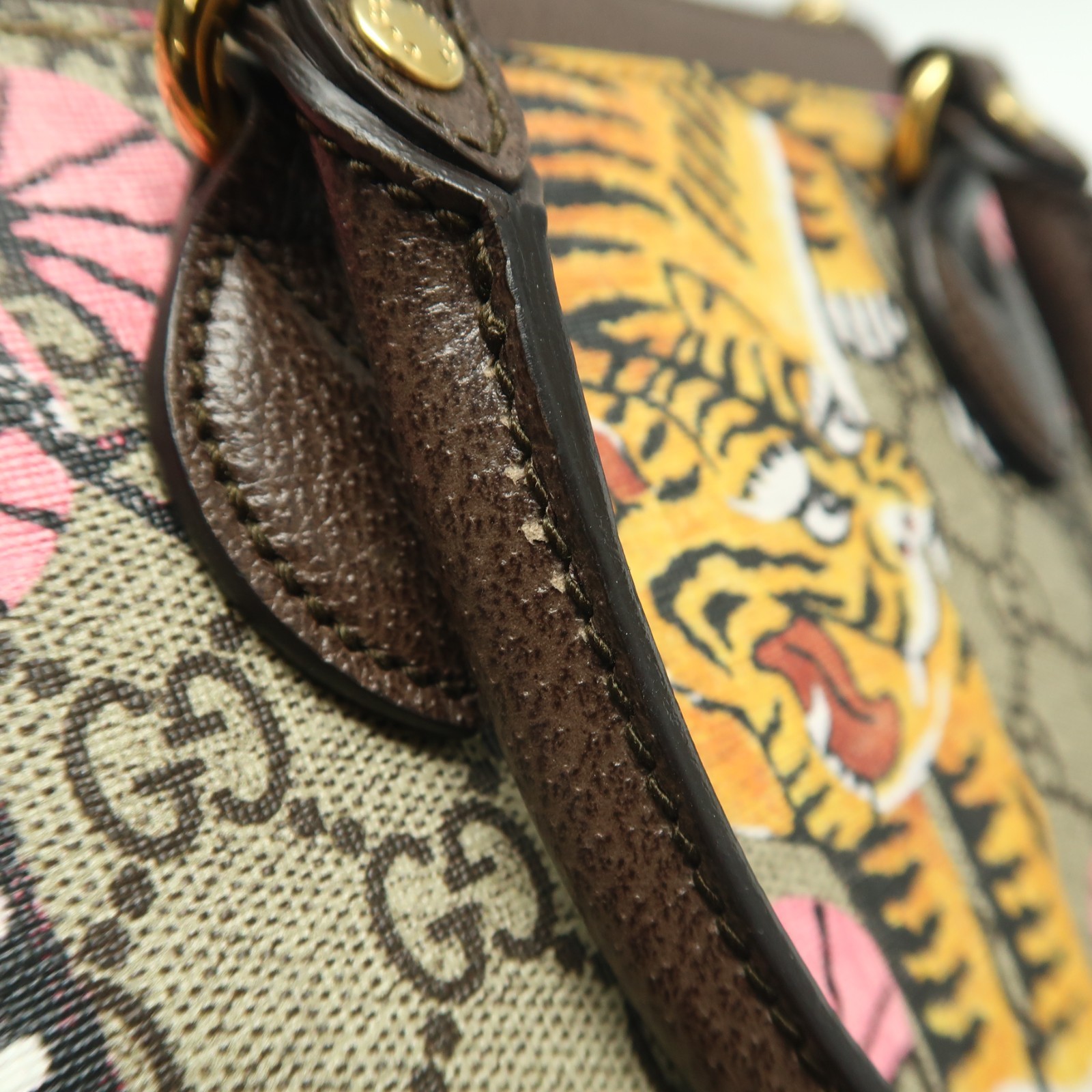 Gucci Blooms Brown GG Bengal Tiger Canvas Satchel T10400162
