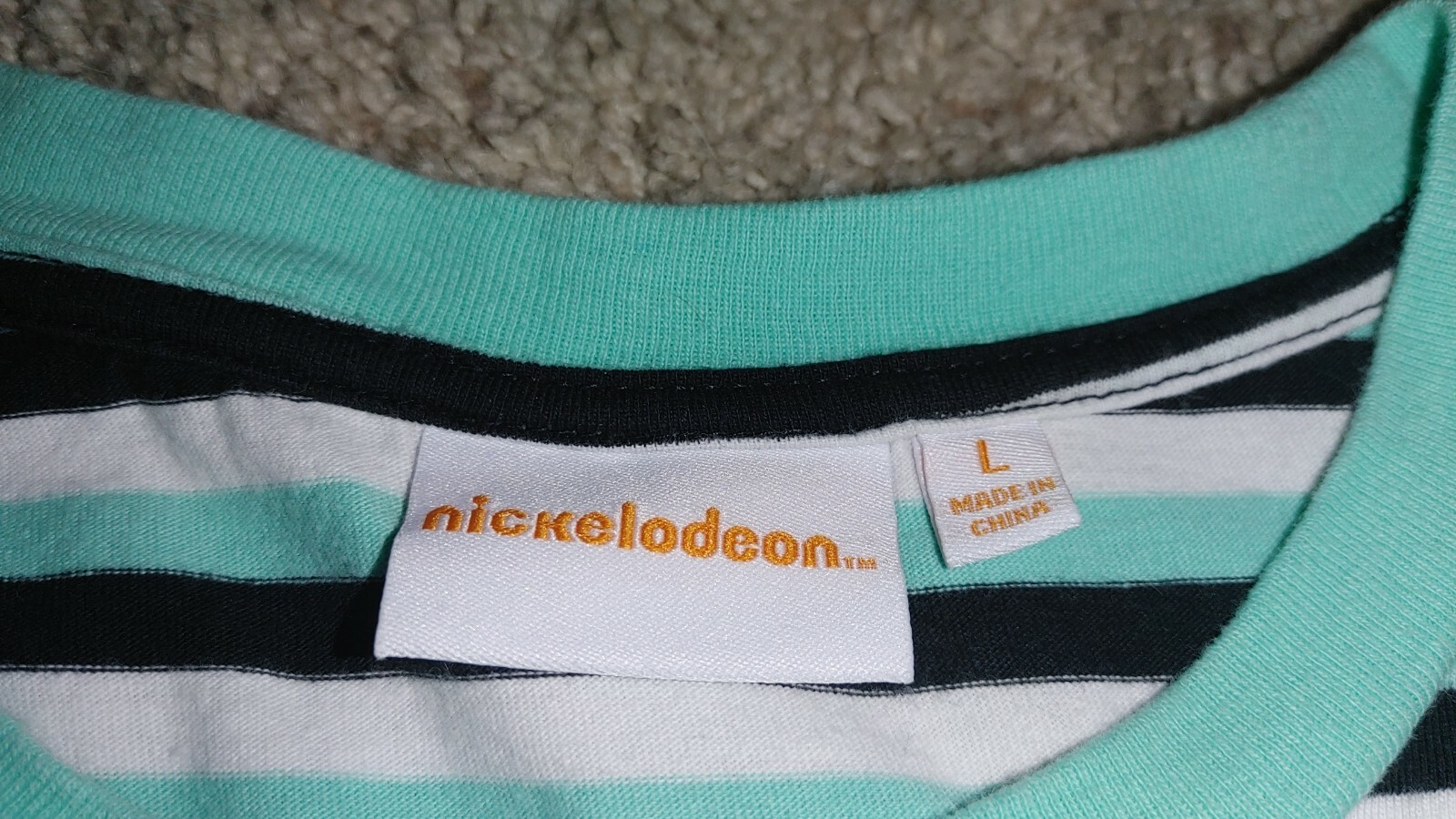 Nickelodeon Splat Embroidered Striped Shirt L Large