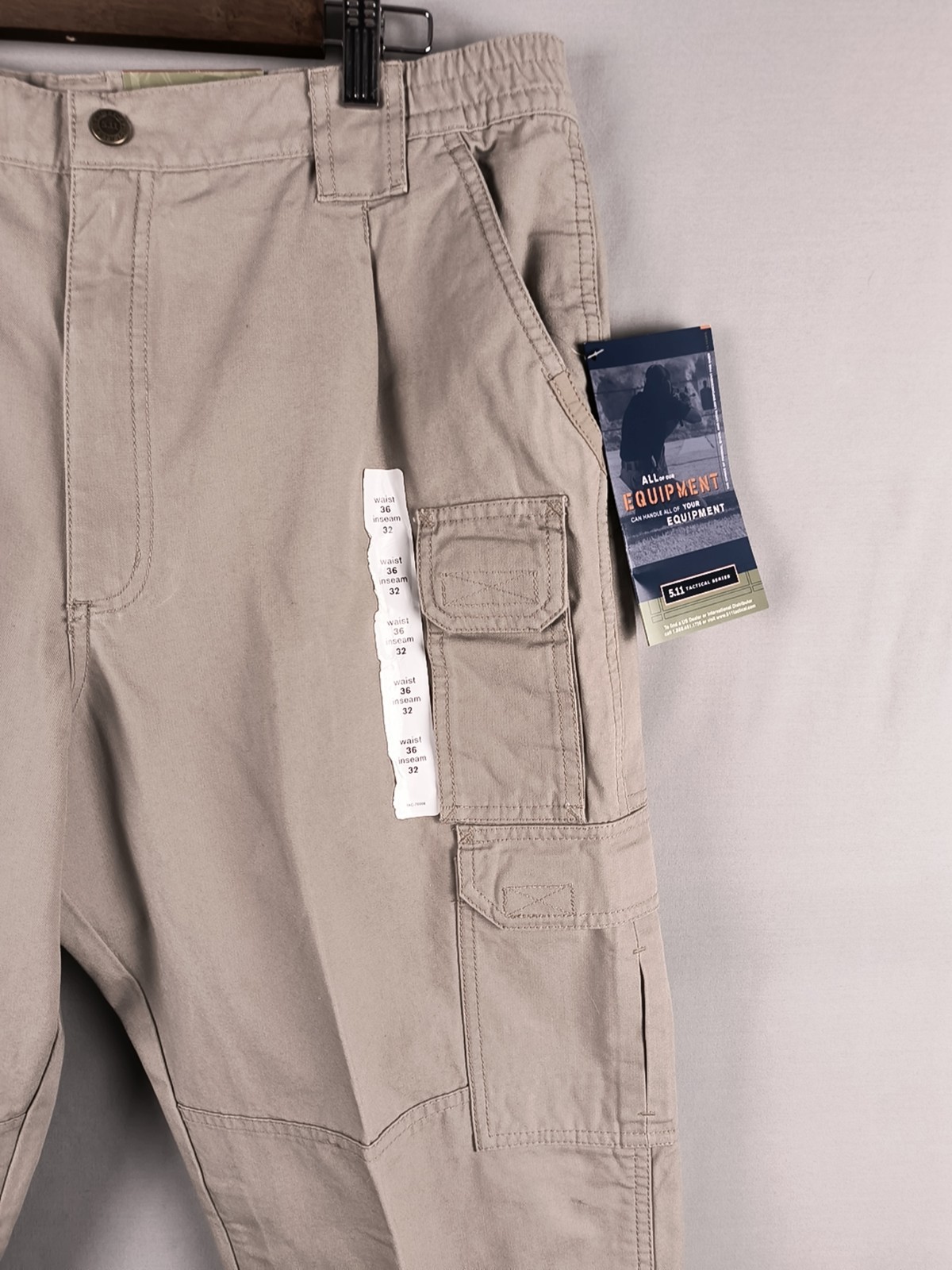New 5.11 Tactical Original Cargo Pants Mens 36×32 Khaki 74251 Outdoor Hike Fish