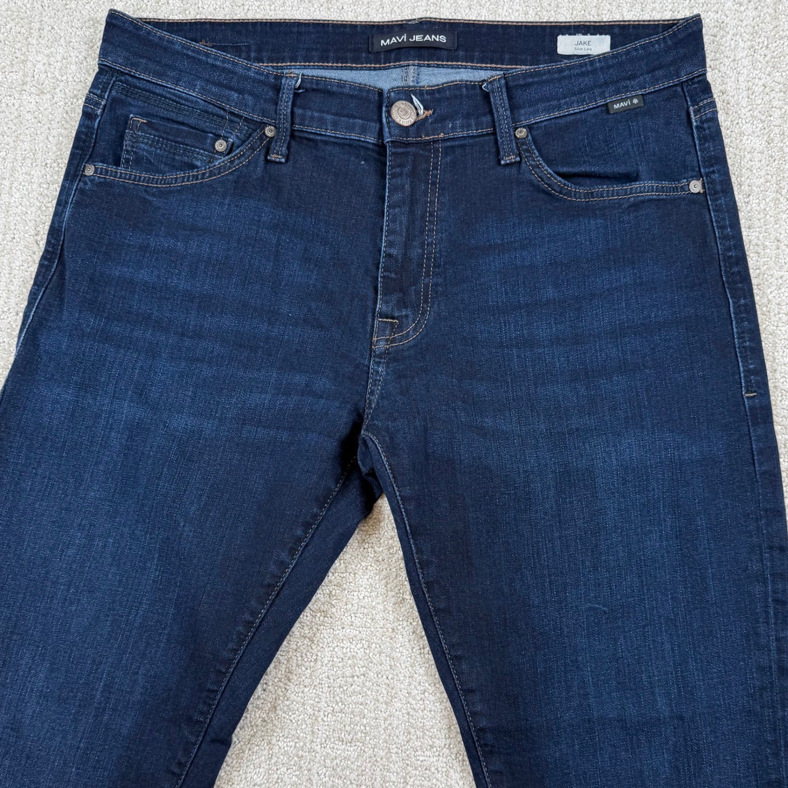 Mavi Mens 34×32 Jake Slim Leg Stretch Dark Wash Denim Blue Jeans
