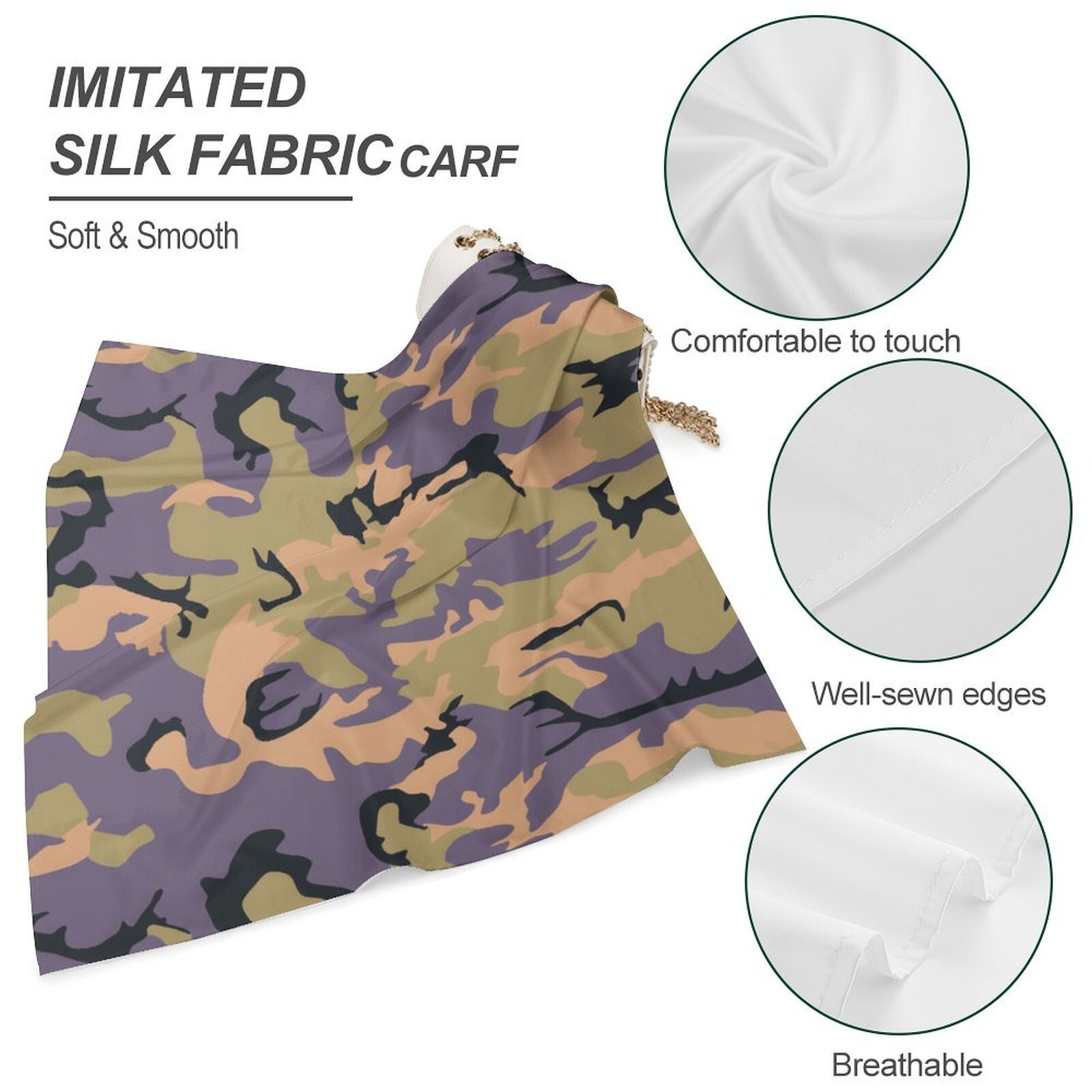 Chilean ERDL 90’s Camouflage print bandana Kerchief Scarf square Faux Silk