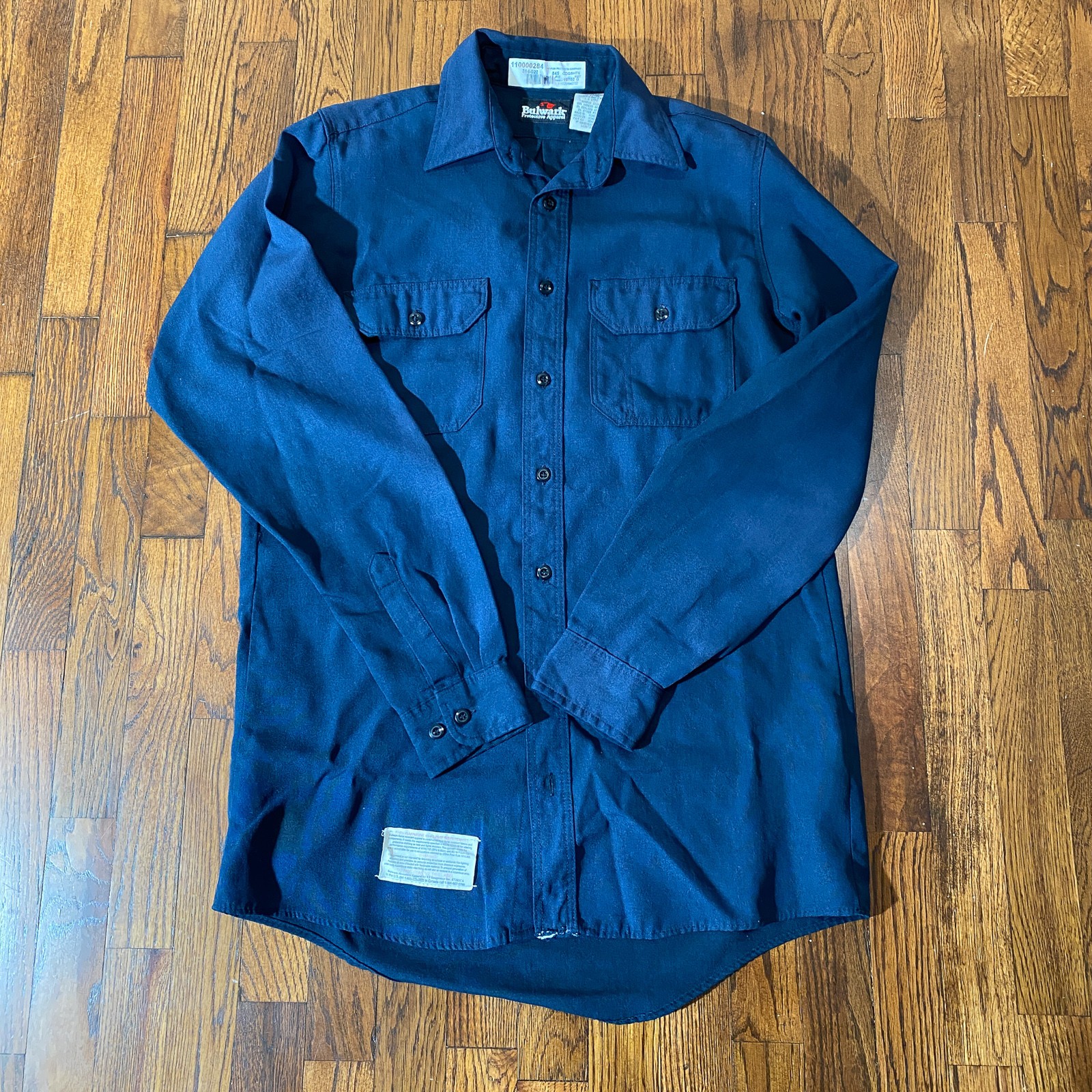 BULWARK FR NOMEX IIIA CHEVRON UNIFORM SHIRT NAVY BLUE MEN’S M