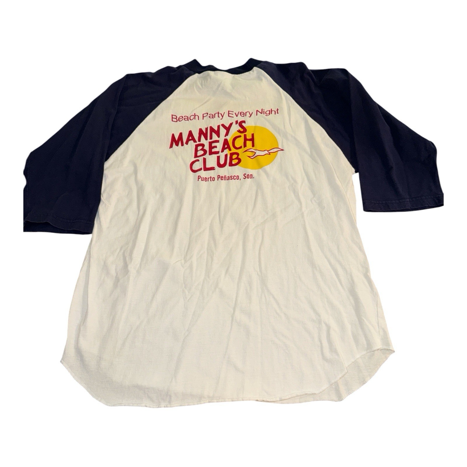 Vintage Manny’s Beach Club 3/4 Raglan Sleeve Shirt Mexico Travel Medium