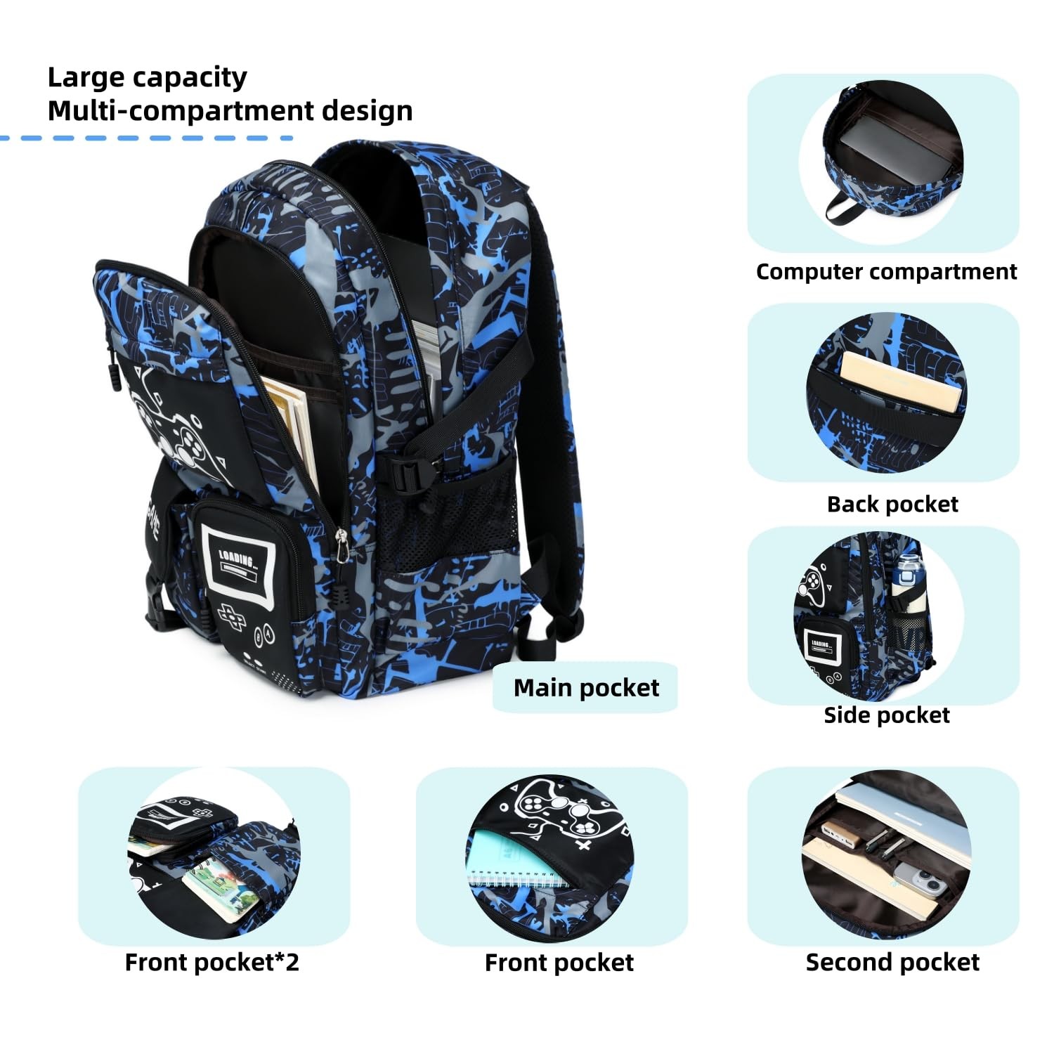Boys School Backpack Kids Bookbag Elementary Middle Durable Waterproof Bag