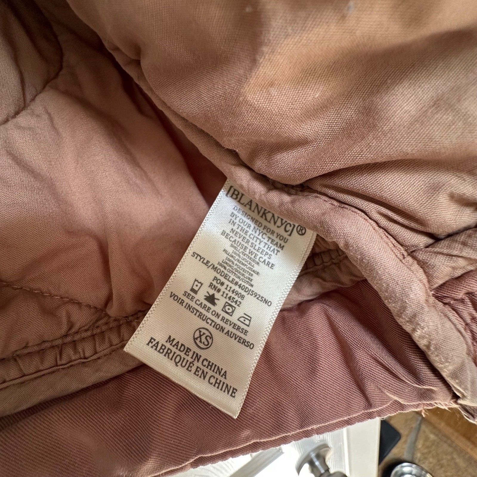 BlankNYC Womens Quilted Hooded Bomber Jacket in Clay Rose Mauve Size XS