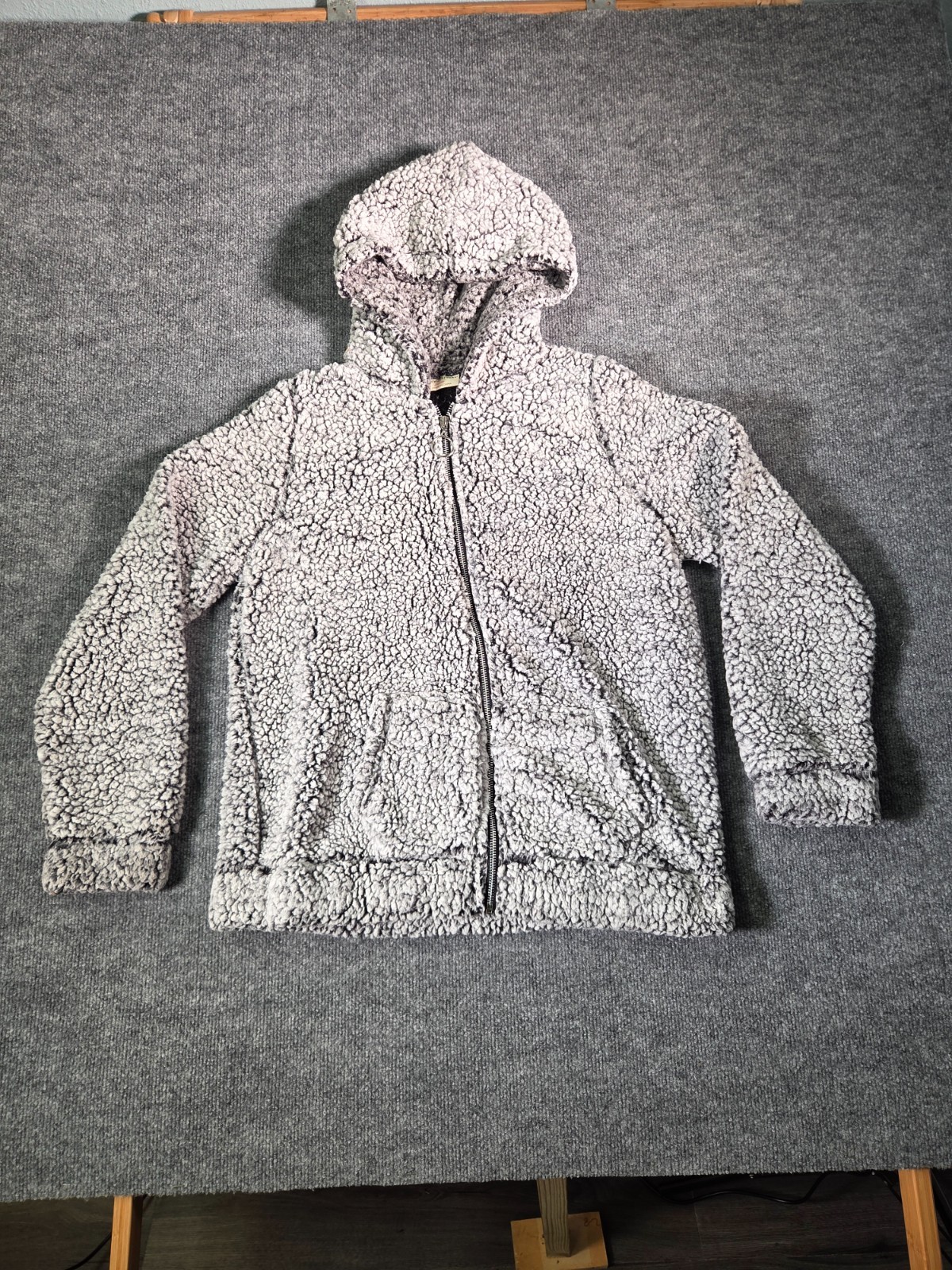Bobbie & Brooks Women’s Warm Winter Sharpa Hoodie Gray Size Medium Full Zipper