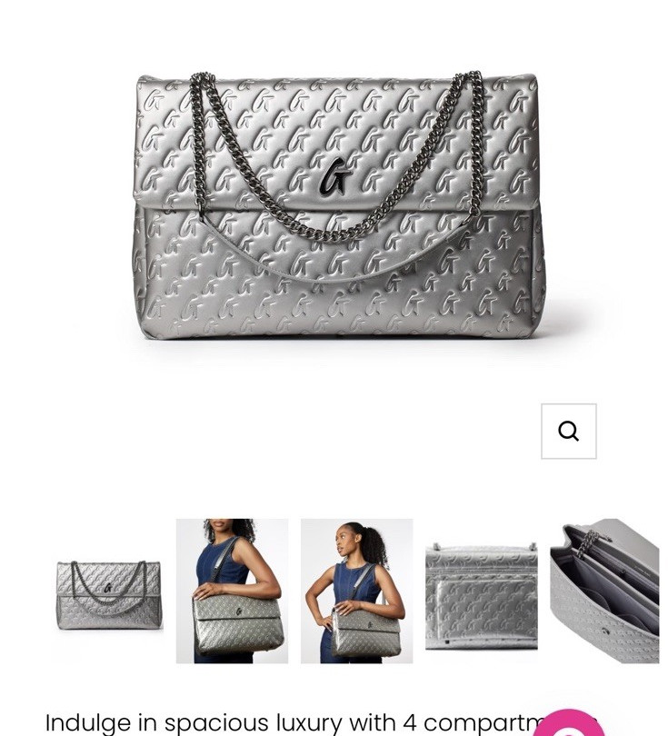 Glam-Aholic Lifestyle XL Monogram Quilted Flap Shoulder Bag Silver Chain Strap