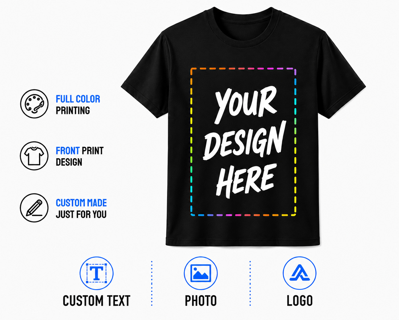 Custom Personalized T-Shirt Photo Text Logo DTF Print Cotton Tee Men Women