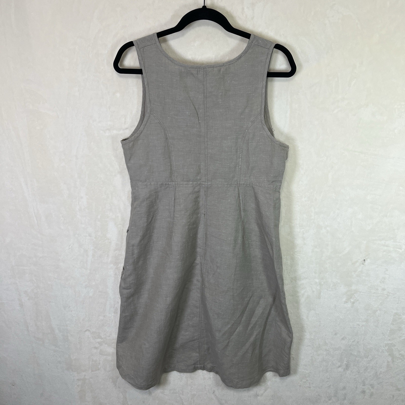 Freedom Trail By Kyodan Linen Blend Sundress Women L Beige Pockets Preppy Beach