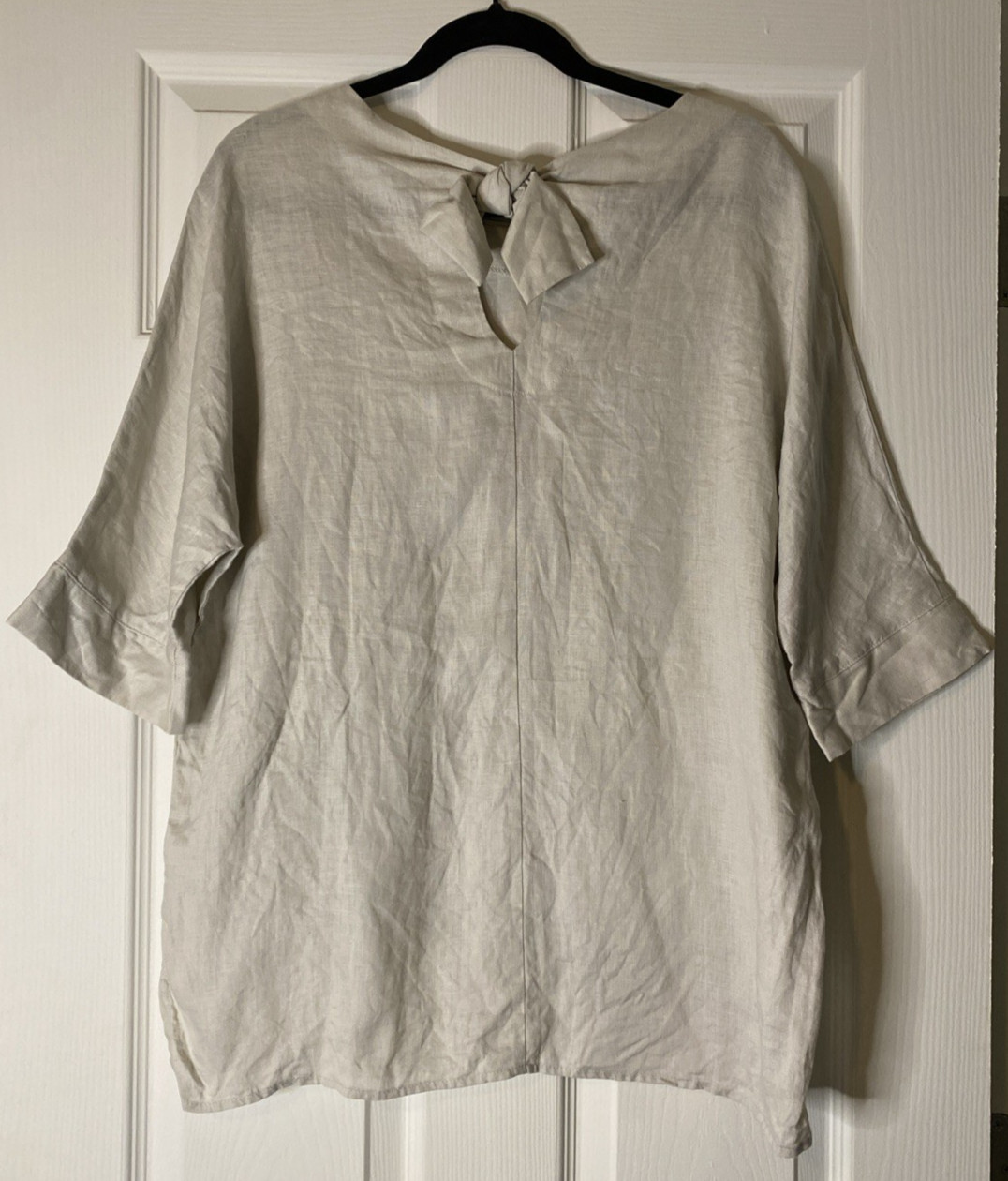 IC by Connie K Linen Asymmetric Tunic Top Shirt Small S Patch Pocket Made in USA