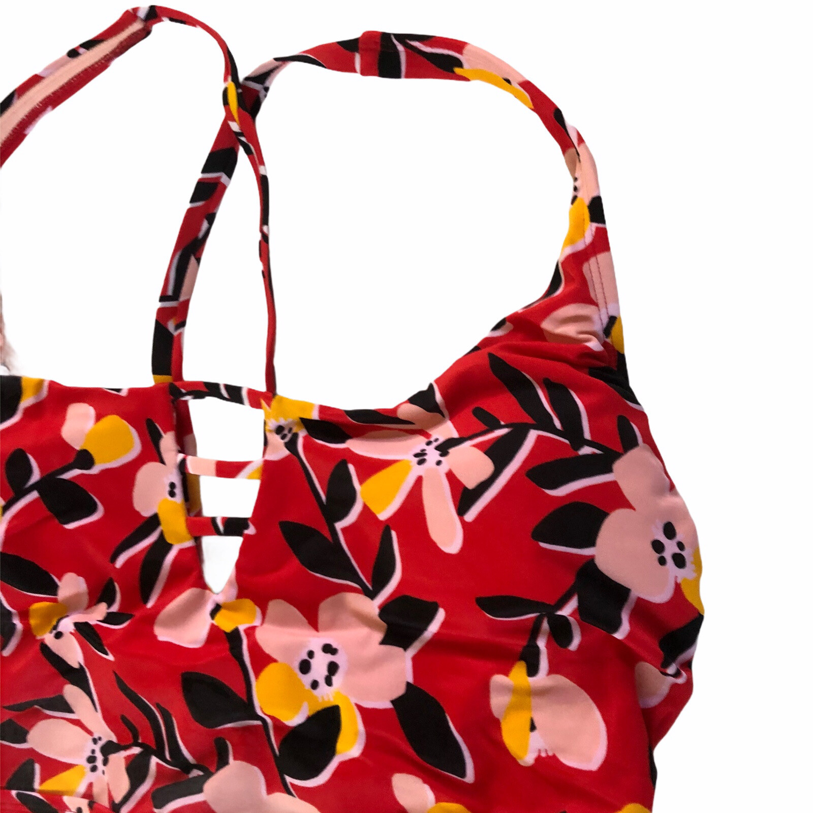 Beach Betty By Miracle Brands Medium Red Floral Swim One Piece Swimsuit #2050