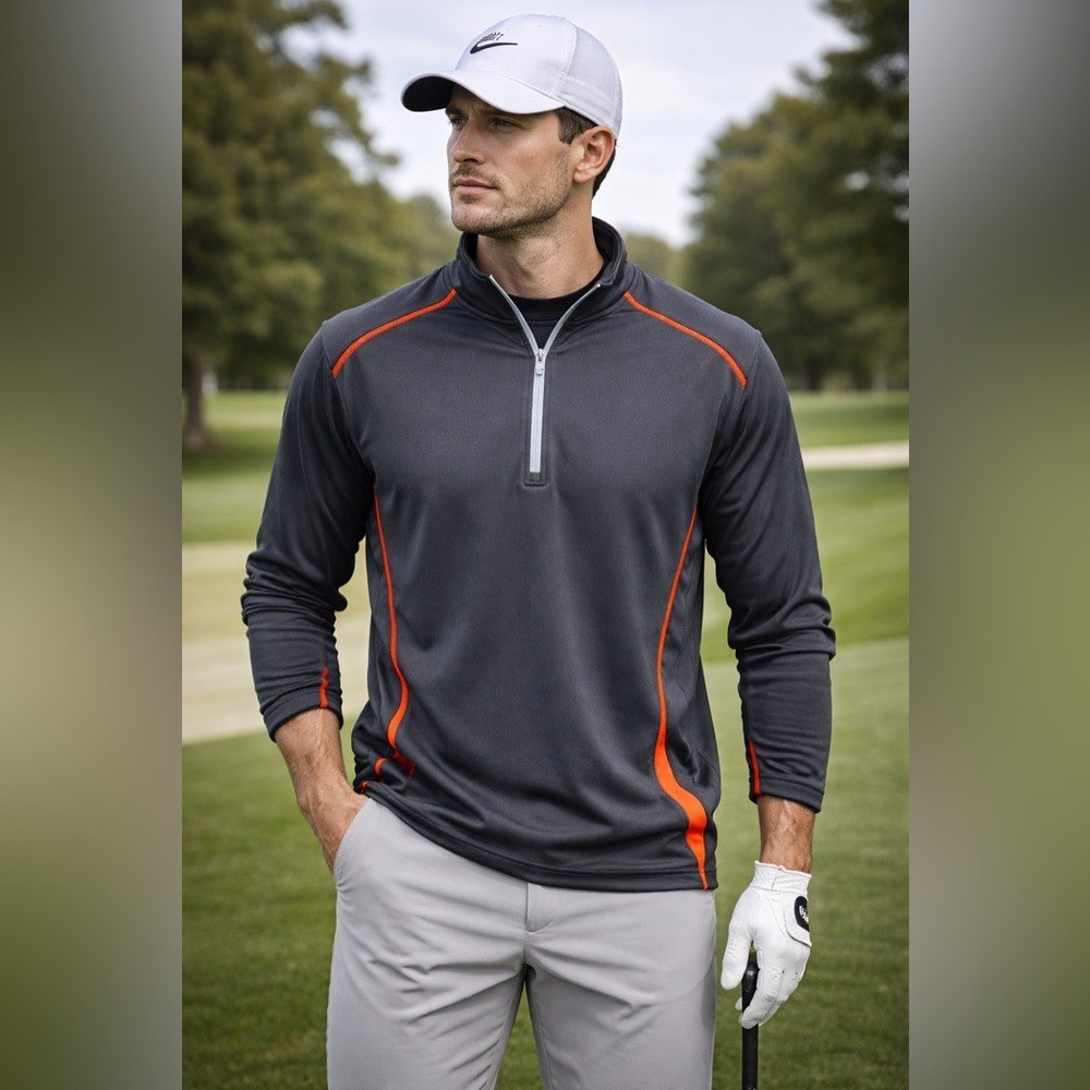 Walter Hagen Quarter Zip Performance Pullover Gray Orange Men’s XL
