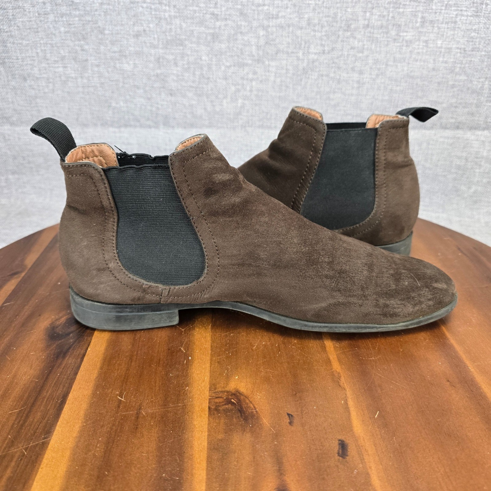 Mens Brown Suede Chelsea Boots Ankle Pull On Elastic Gore Size EUR 41 US 8.5