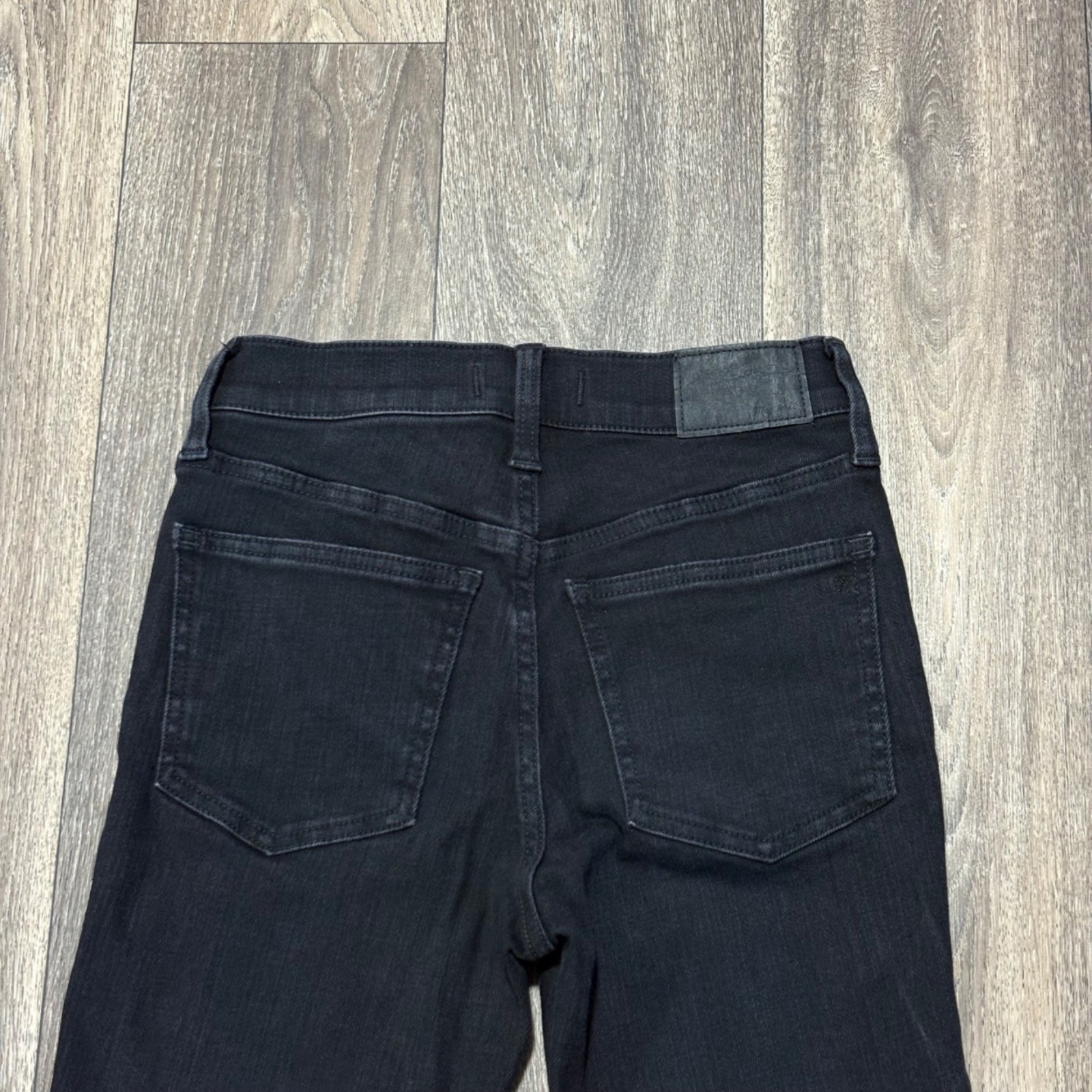 Madewell Mid-Rise Kick Out Jeans Black Flared Stretch Womens SZ 25 X26.5IN