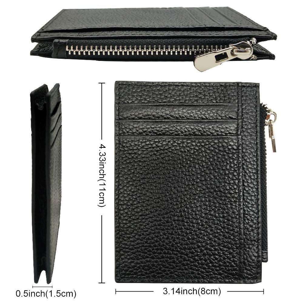 100% Genuine Leather Slim Card Holder Wallets For Men – Minimalist RFID Blocking