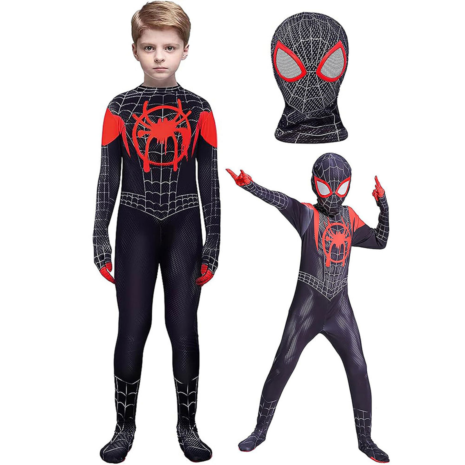 Kids SpiderMan Cosplay Costume Boys Tobey Maguire Outfit Jumpsuit Fancy Dress