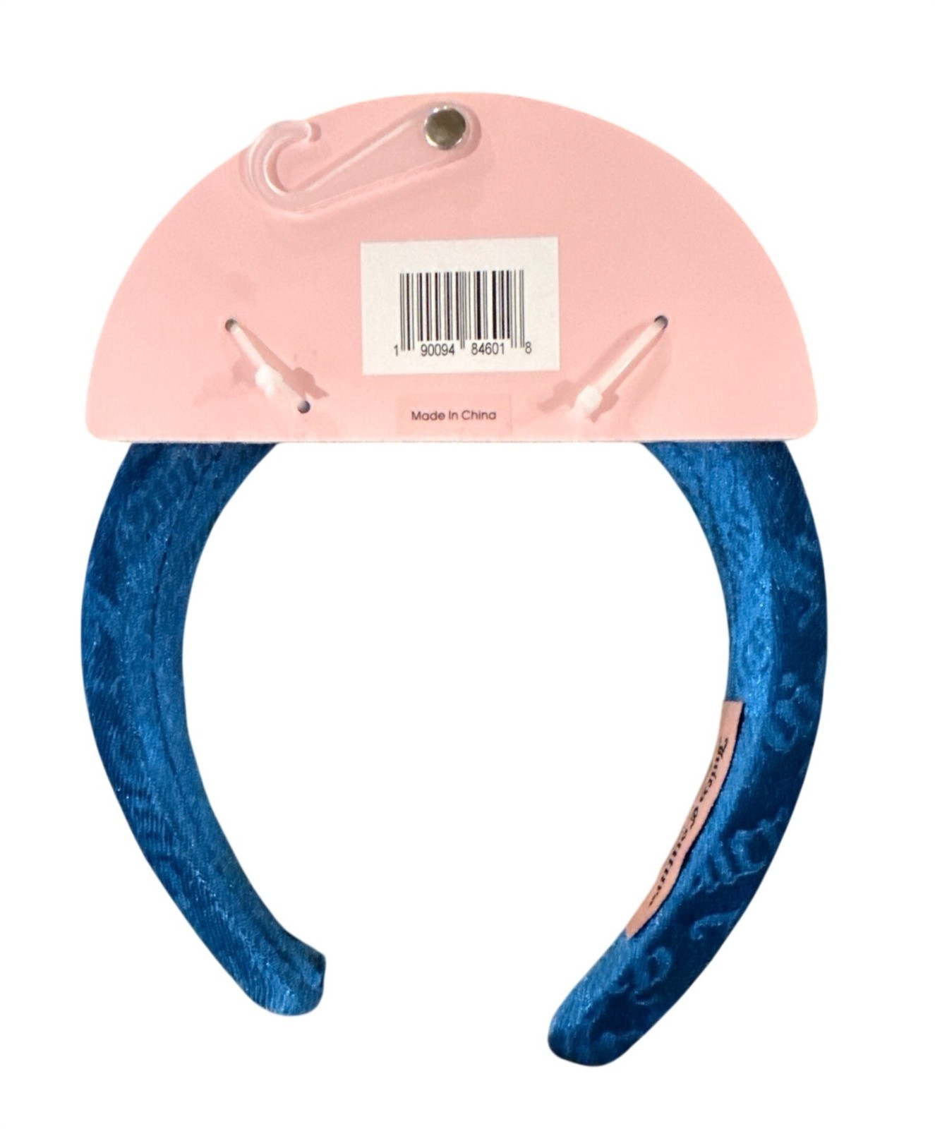 Juicy Couture Blue Velour Embossed Headband Logo Pink Tag Soft+Velvety+Spa-Type