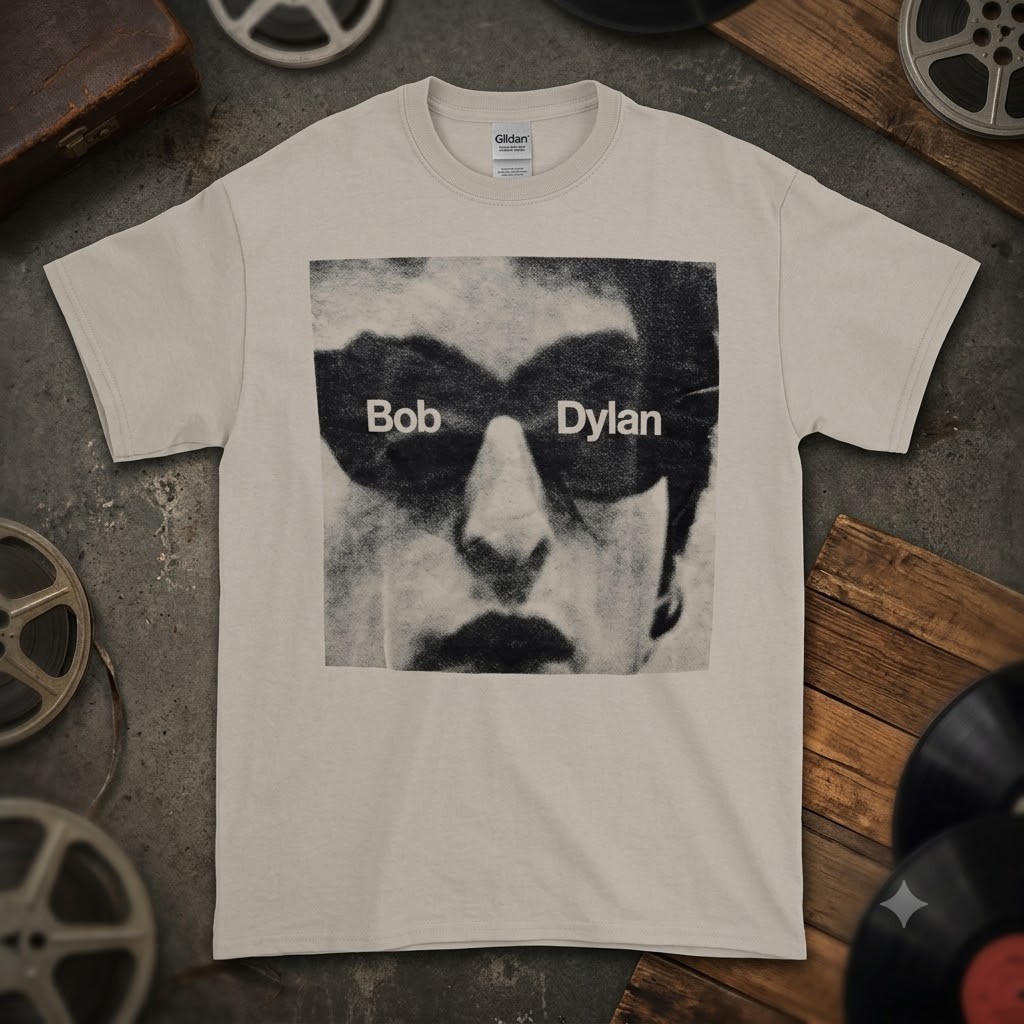 Rockabilia Men’s Bob Dylan Sunglasses Cream Exclusive T-Shirt Cream