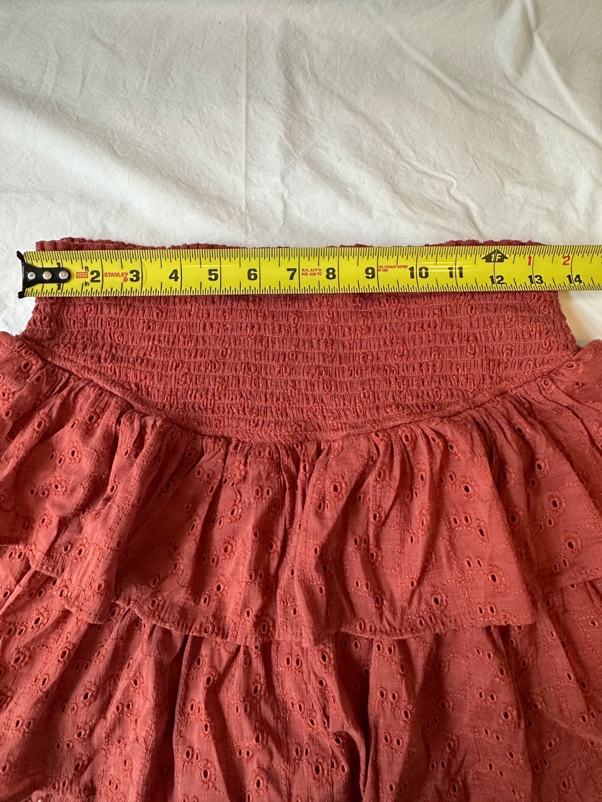 Altar’d State Tiered Ruffle Skort Rust Eyelet Smocked Waist Sz M Boho Festival